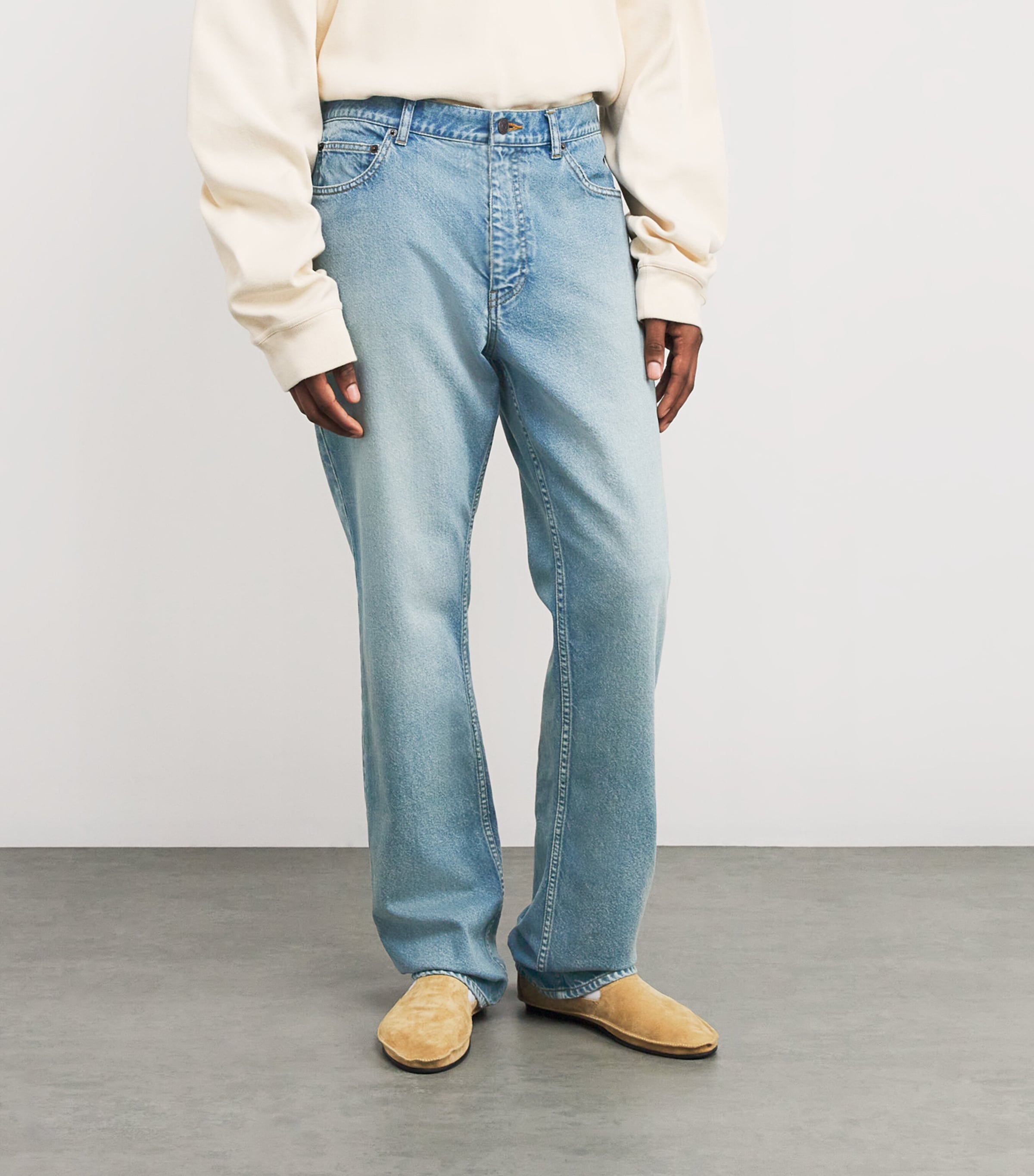 The Row Mens Fred Cotton Jeans Light Indigo Image 3