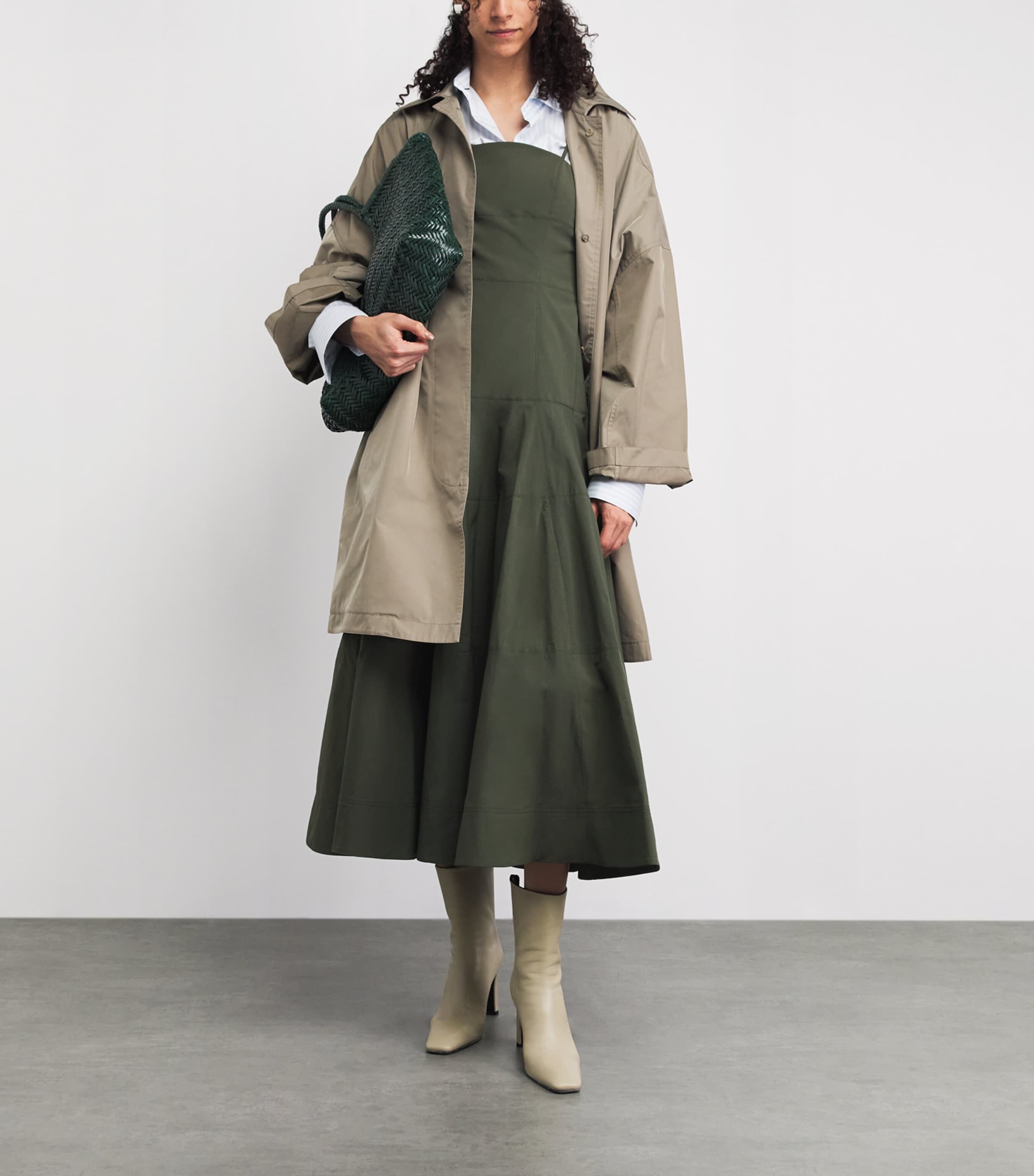 Veronica Beard Womens Paneled Ilona Midi Dress Army Image 2