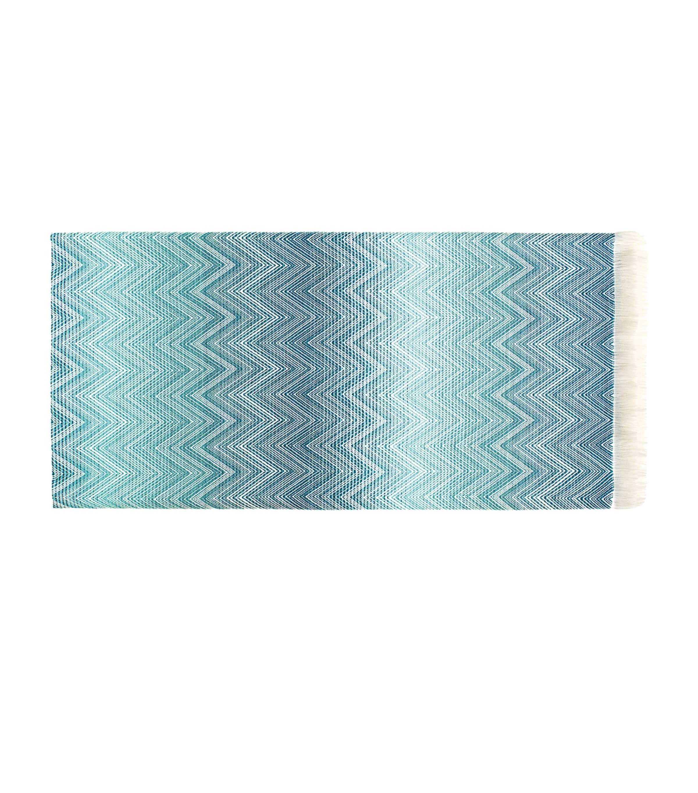 Merino Wool Timmy Throw (130cm x 190cm) 741-TEAL/WHITE Image 3