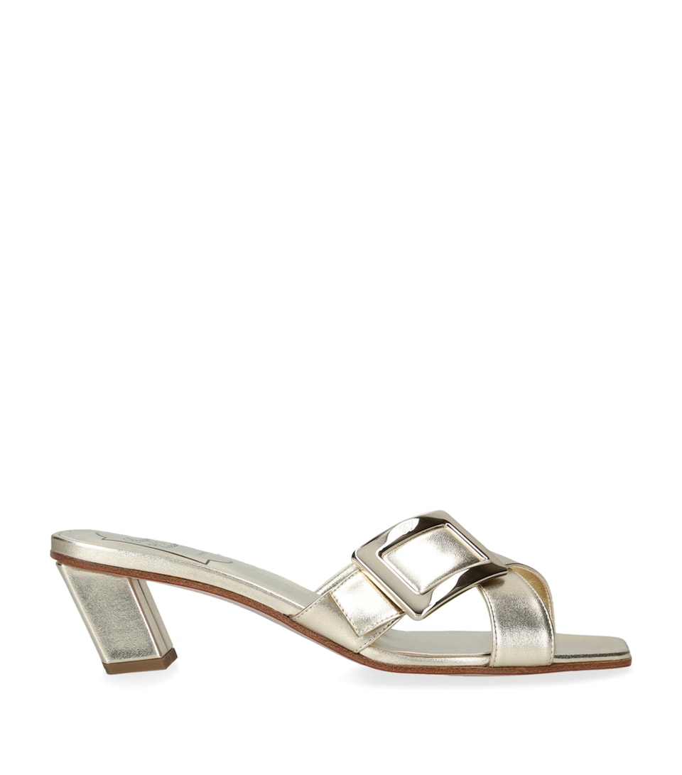 Roger Vivier Leather Belle Vivier Mules 45 Gold