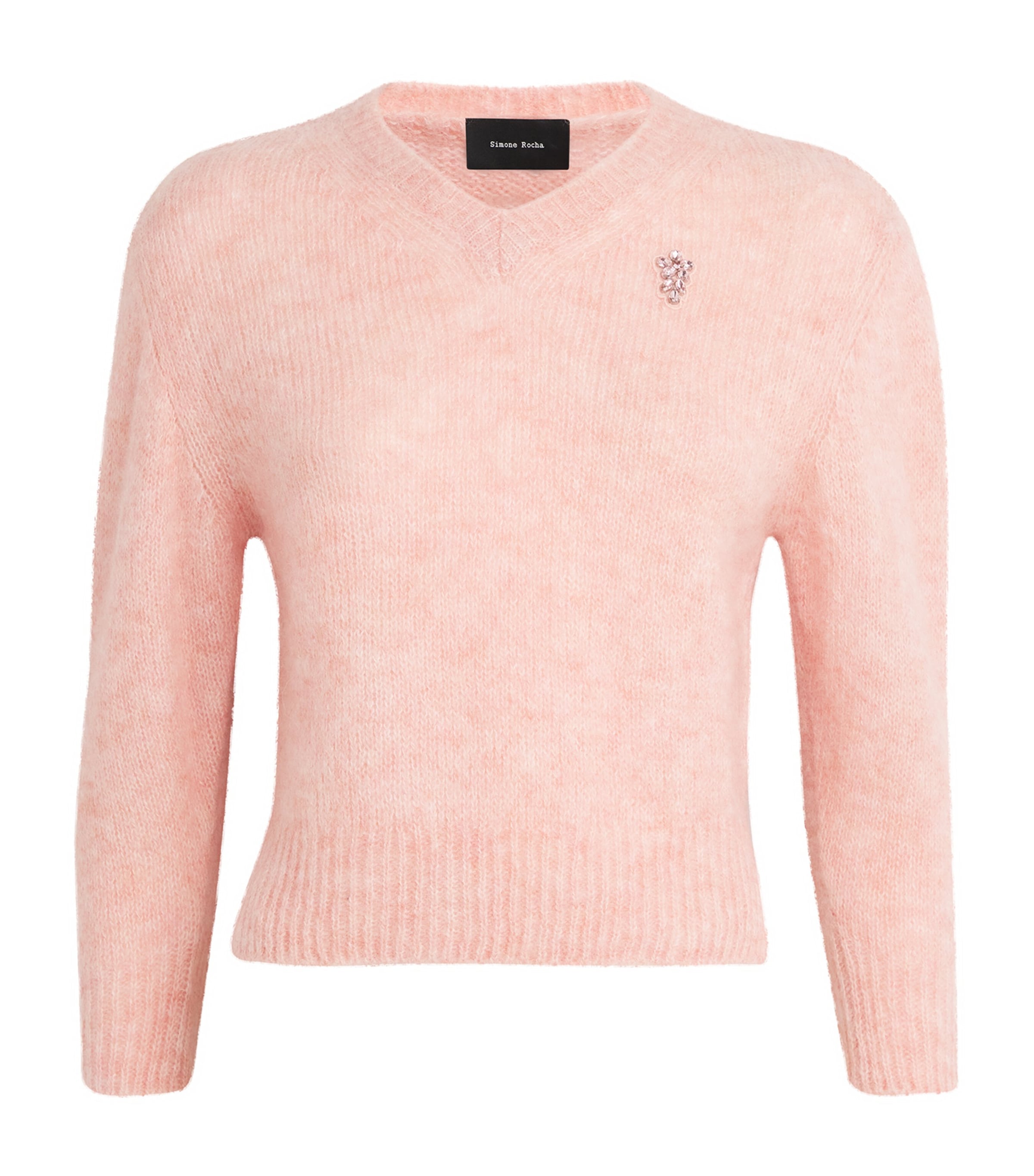 Shop Simone Rocha Alpaca-blend V-neck Sweater In Pink