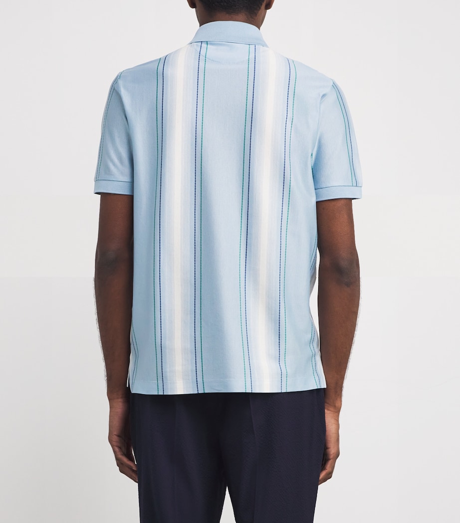 Paul Smith Mens Cotton Stripe Polo Shirt Blue Image 4