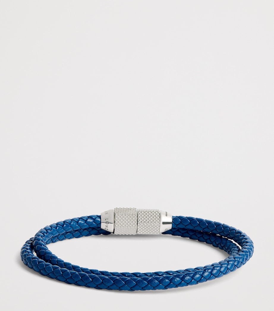 Leather Hexade Pop Braided Bracelet SILVER/ BLUE Image 3