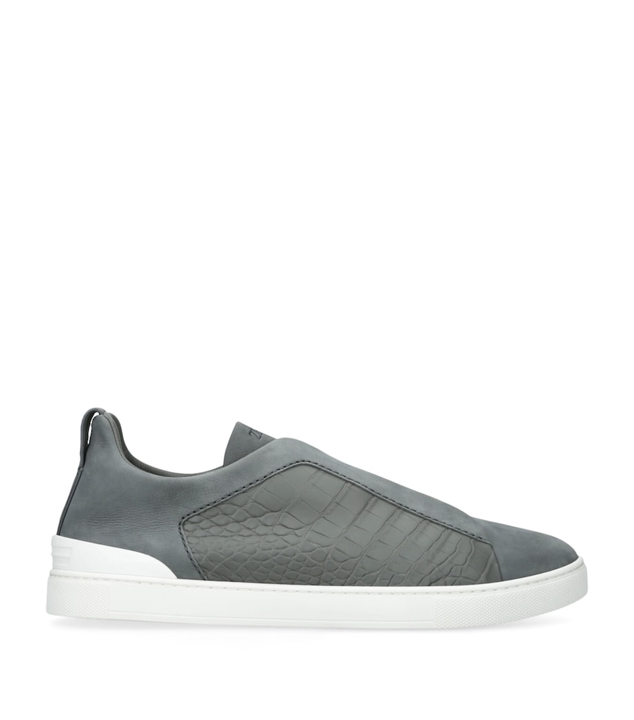 Crocodile Leather Triple Stitch SECONDSKIN Sneakers GREY/DARK Image 1