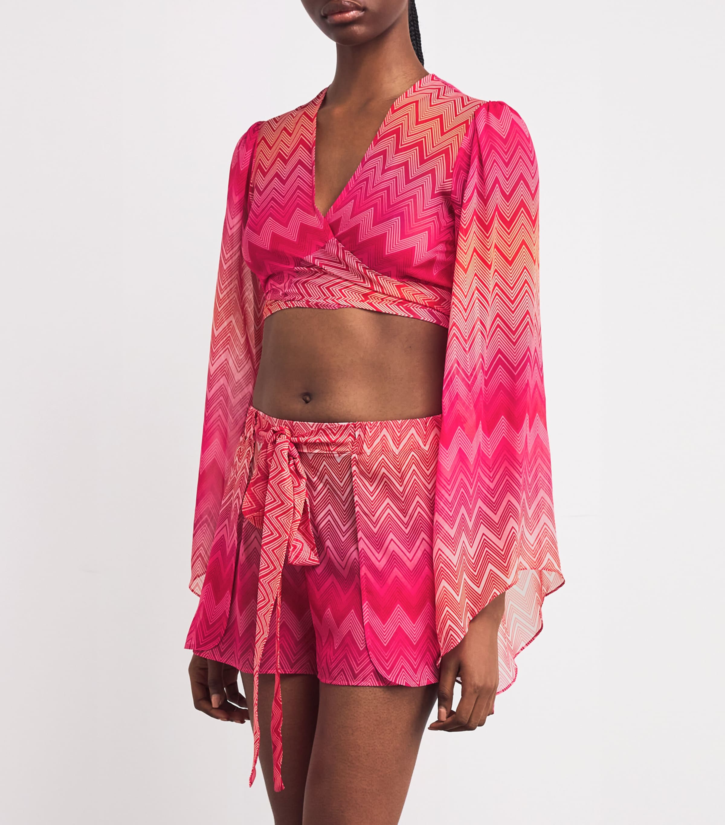 Missoni Womens Silk Zigzag Crop Top Cherry Chevron Image 3