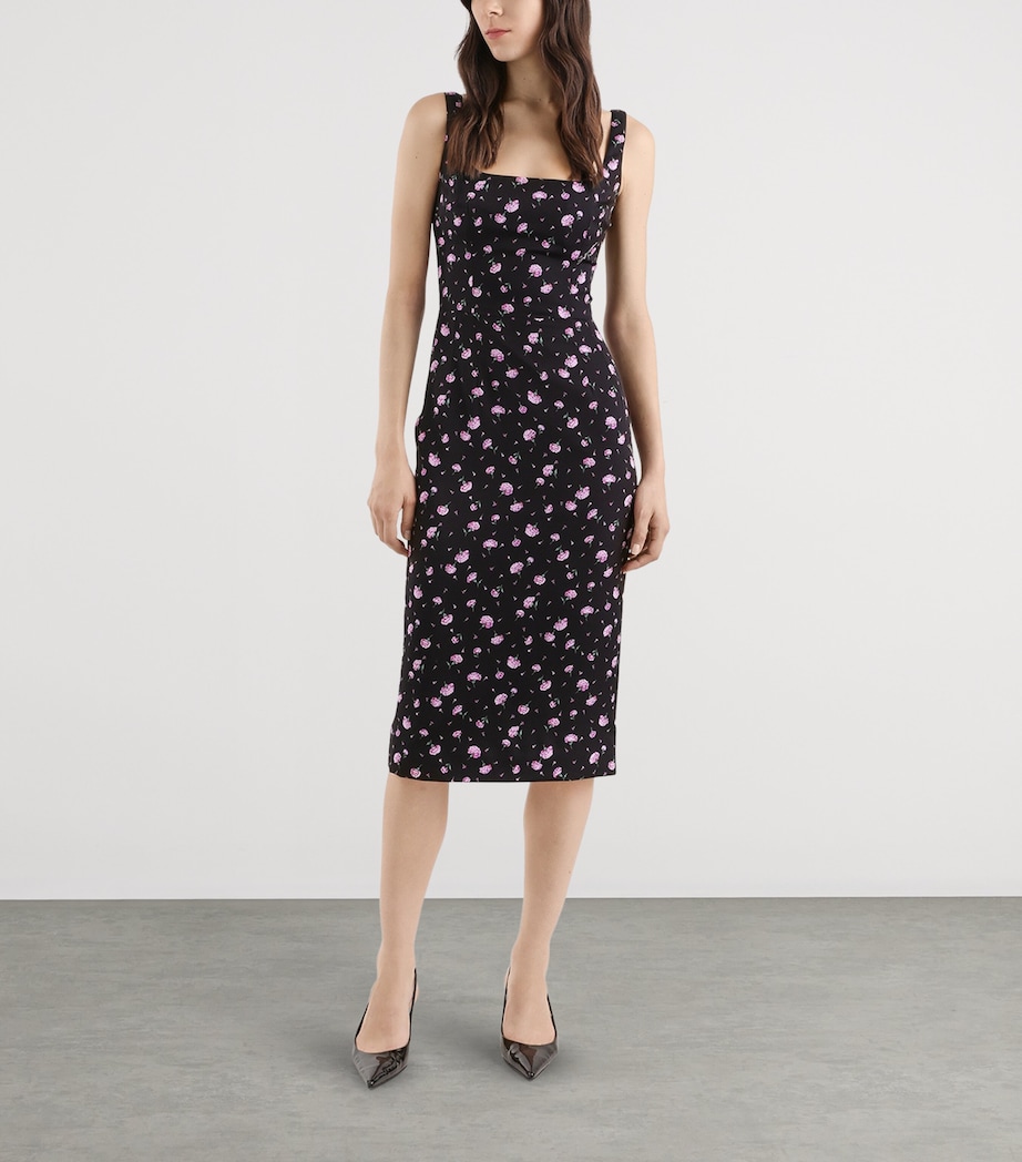 Stretch-Silk Floral Midi Dress HN5XX-GARO Image 2