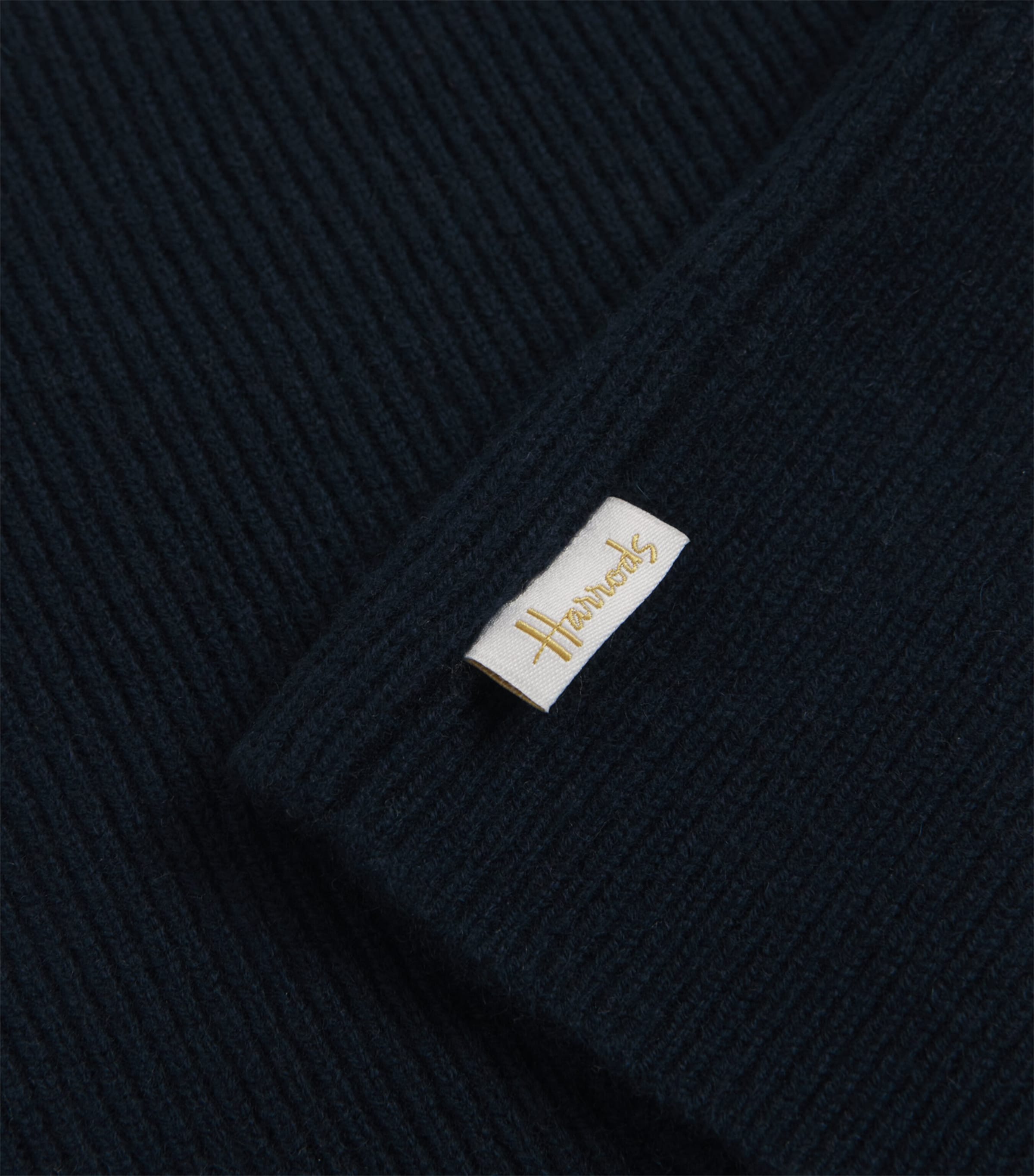 Harrods Cashmere Ribbed Snood Navy Image 3