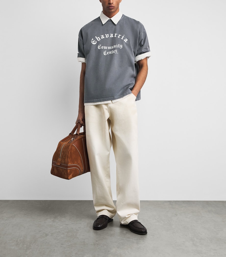 Willy Chavarria Mens Cotton Community Centre T-Shirt Concrete Image 2