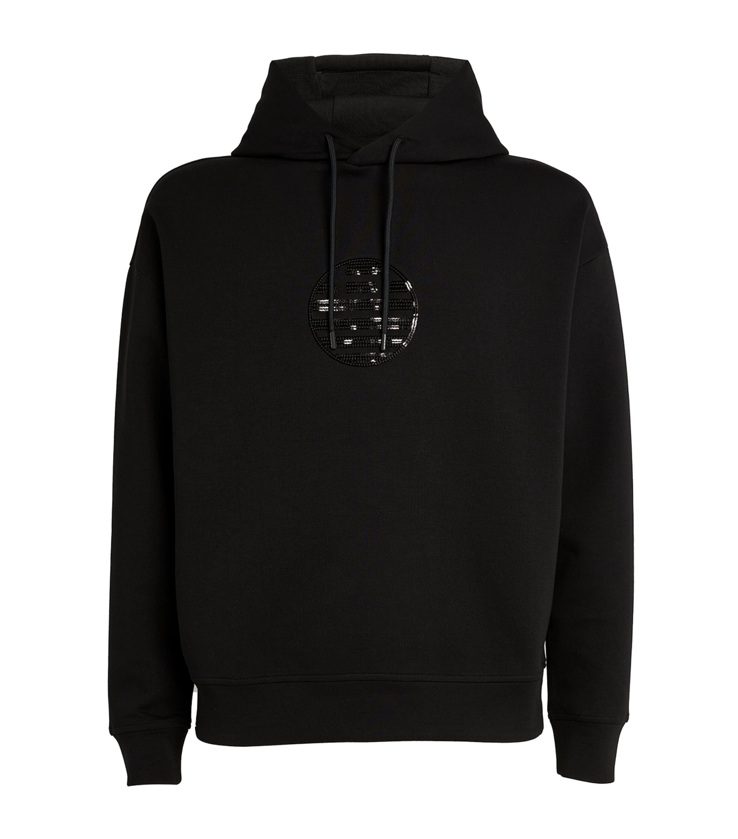 Shop Emporio Armani Sequin-embellished Hoodie In Black