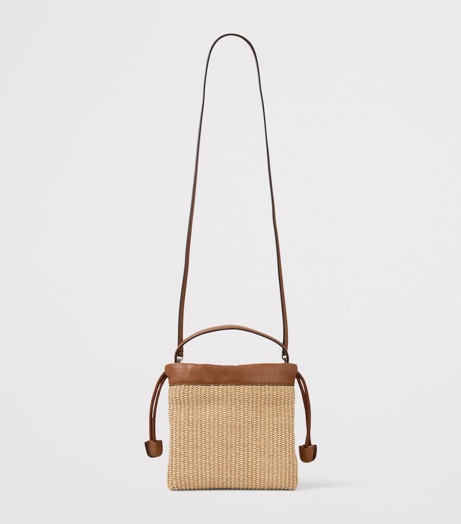 Jimmy Choo Raffia Drawstring Pouch Natural/black/light Image 3