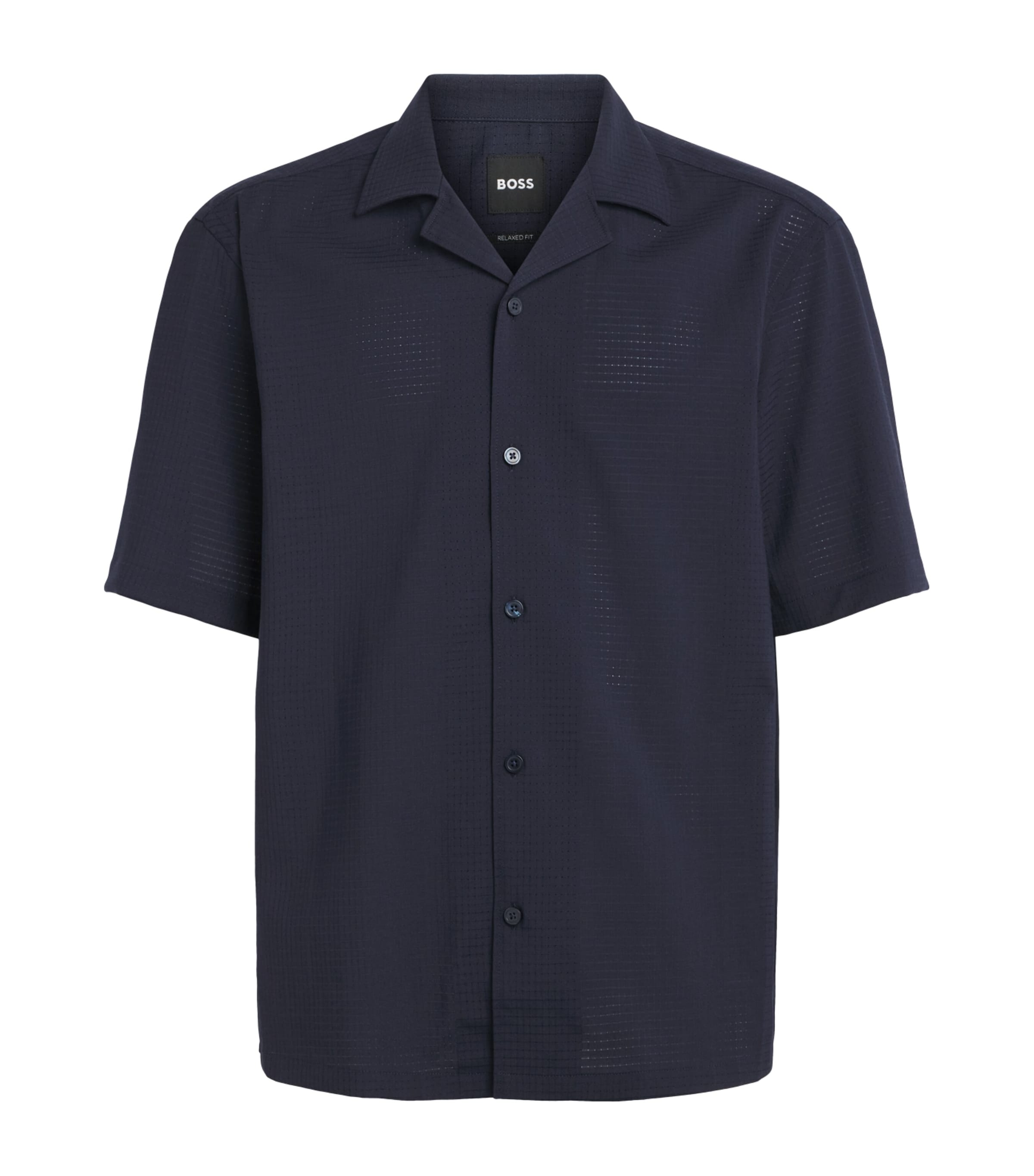 BOSS Mens Wool-Blend Shirt Dark Blue Image 1