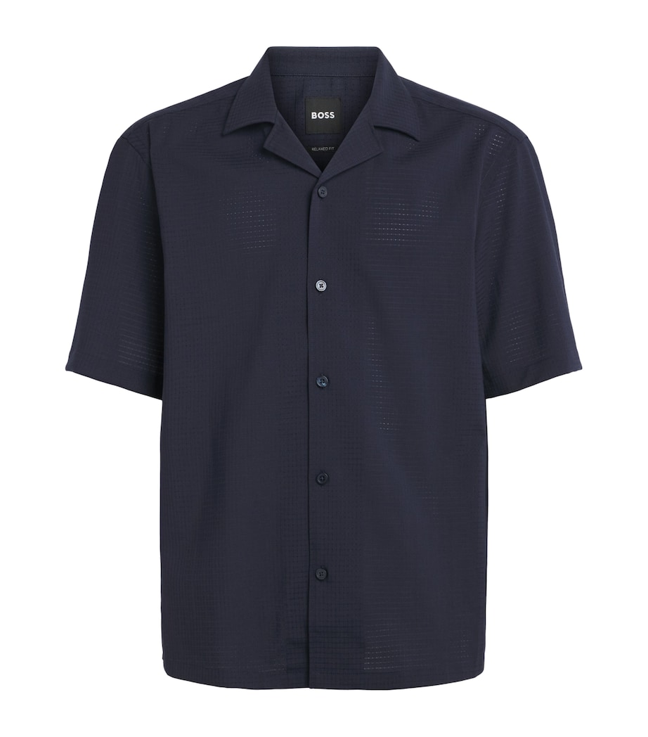 BOSS Mens Wool-Blend Shirt Dark Blue Image 1