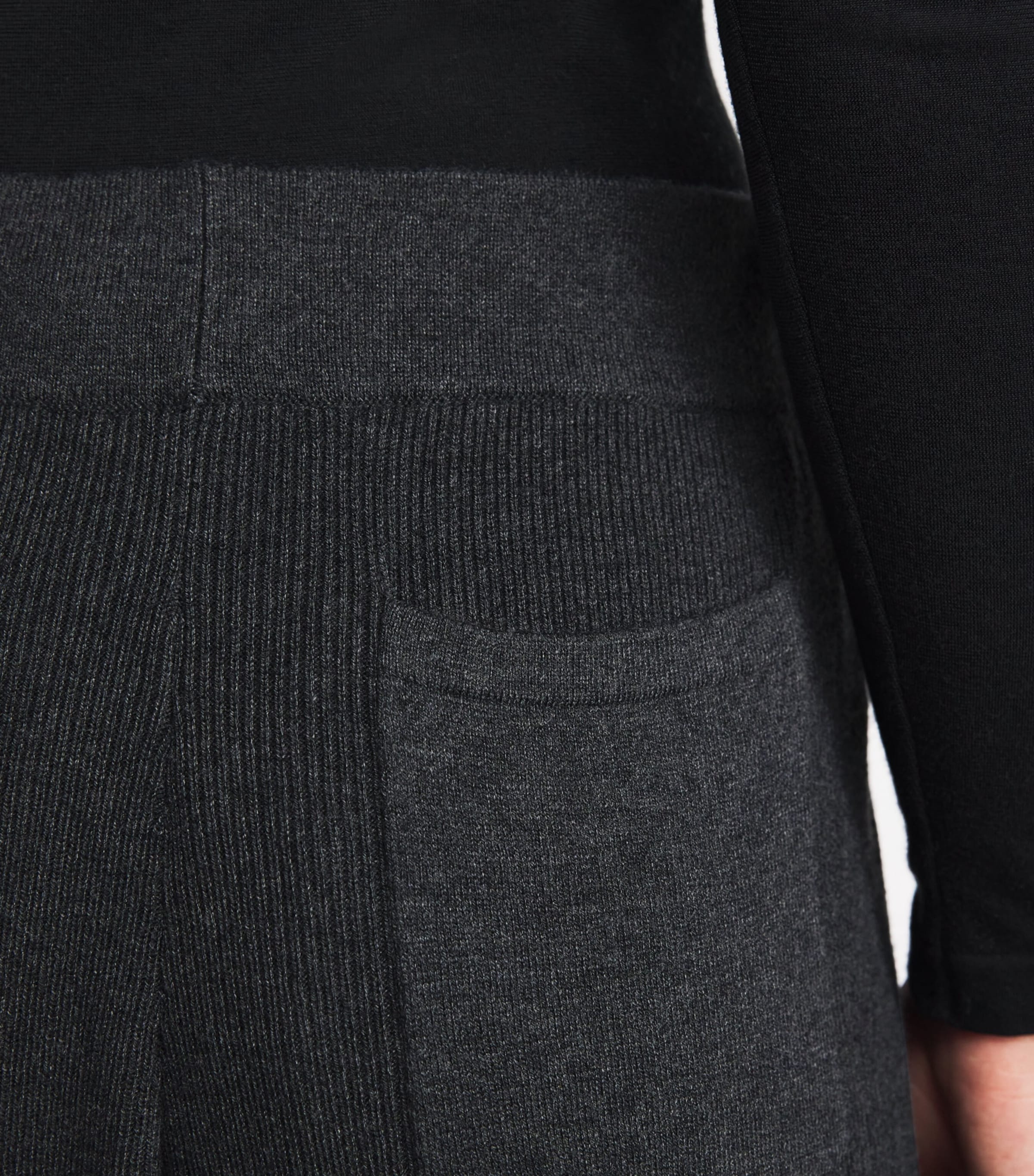 Stretch-Knit Milly Wide-Leg Trousers CHARCOAL GREY Image 6