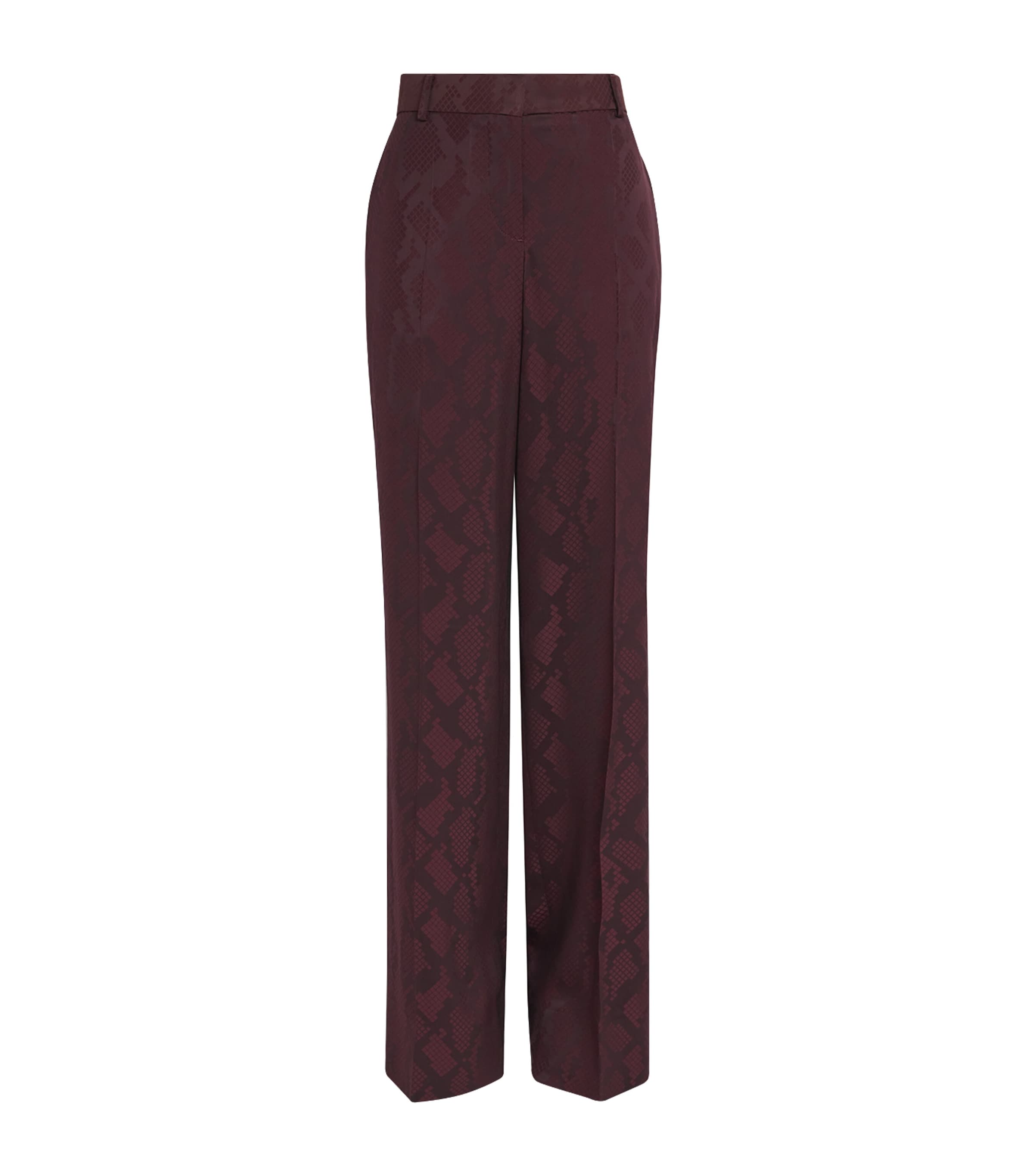 Stella Mccartney Snake Print Wide-leg Trousers In Burgundy