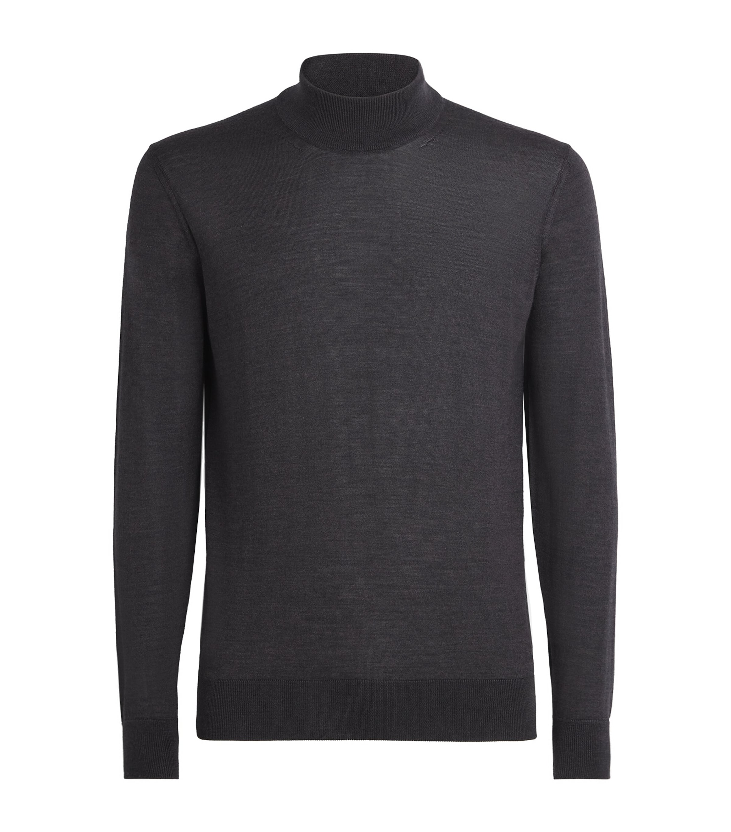 Pal Zileri Mens Wool-Silk Funnel-Neck Sweater Dark Grey Image 1
