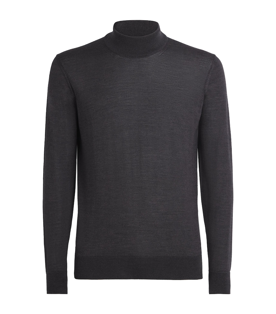 Pal Zileri Mens Wool-Silk Funnel-Neck Sweater Dark Grey Image 1