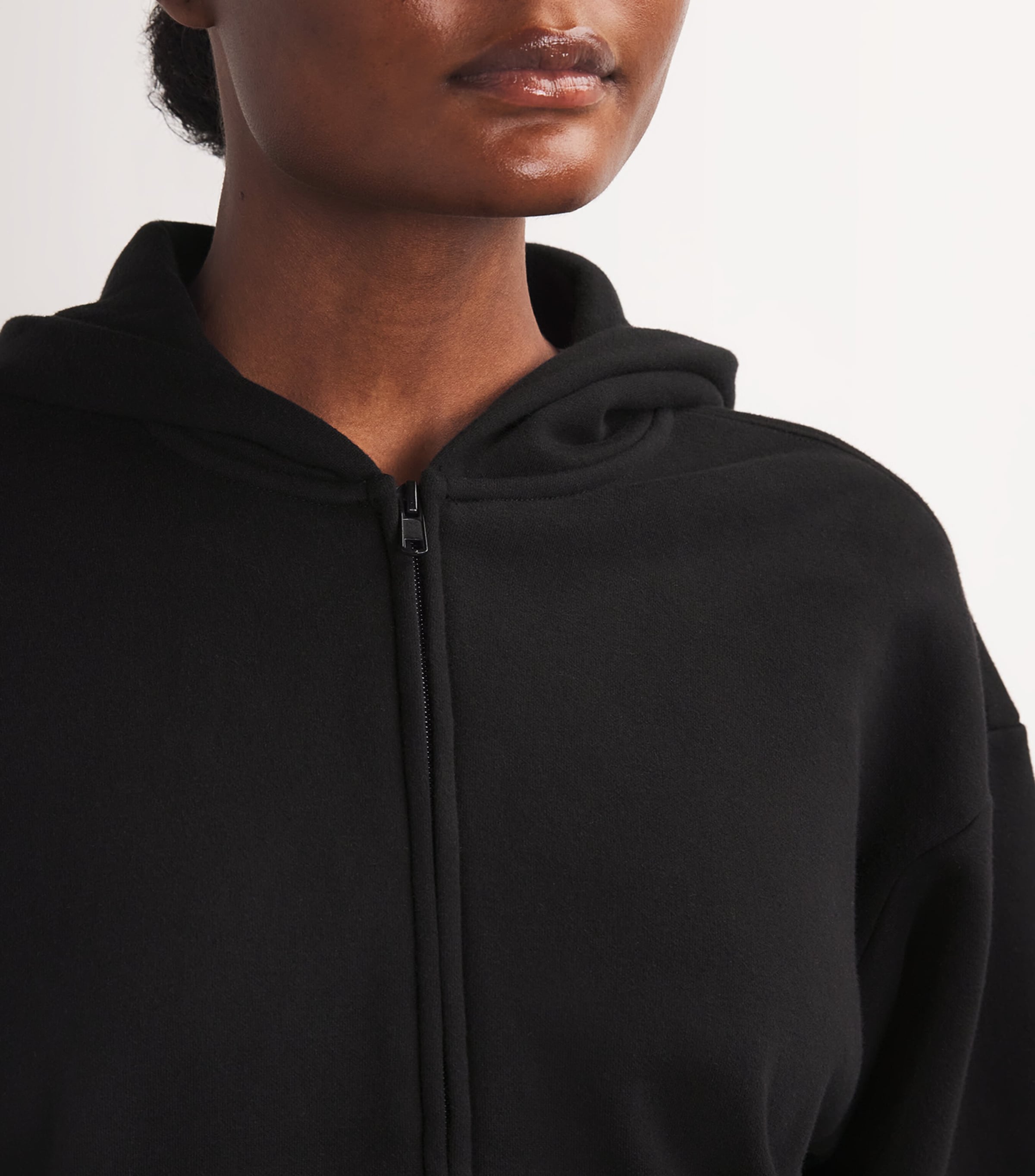 Skims Black Cotton-Blend Zip-Up Hoodie | Harrods US