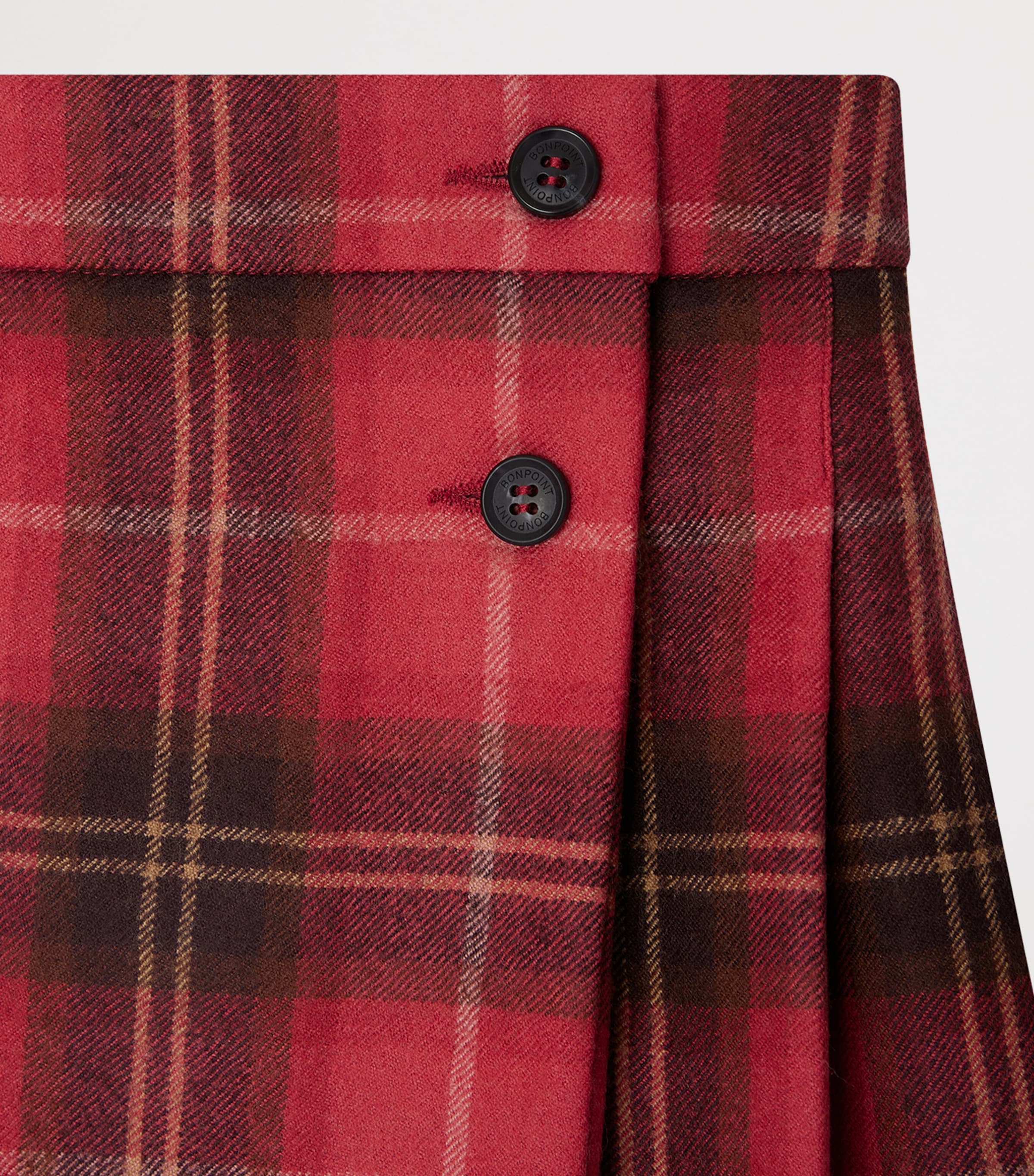 Wool Tartan Skirt (4-8 Years) CA BORDEAUX Image 3