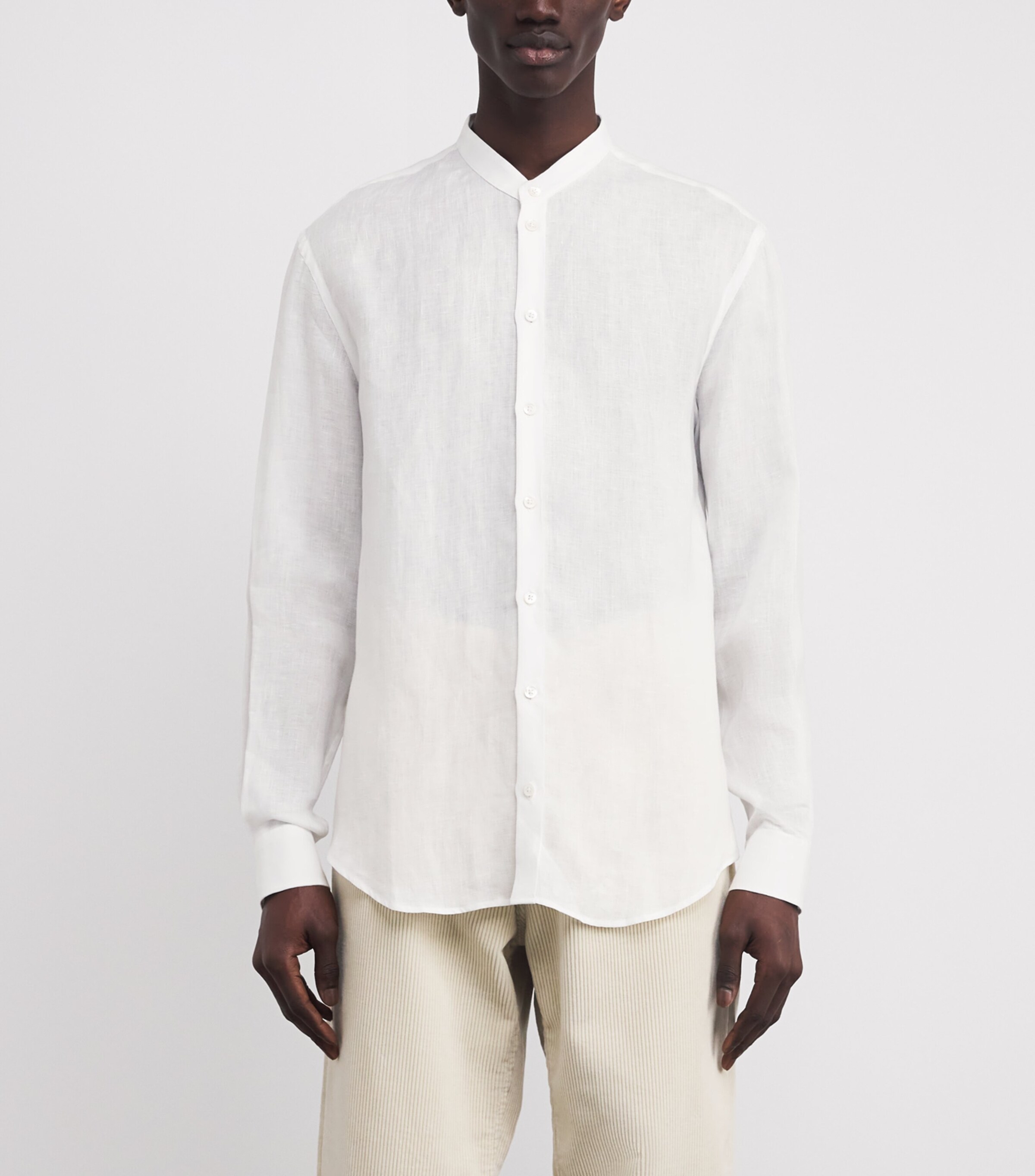 Linen Guru-Collar Shirt 100 Image 3