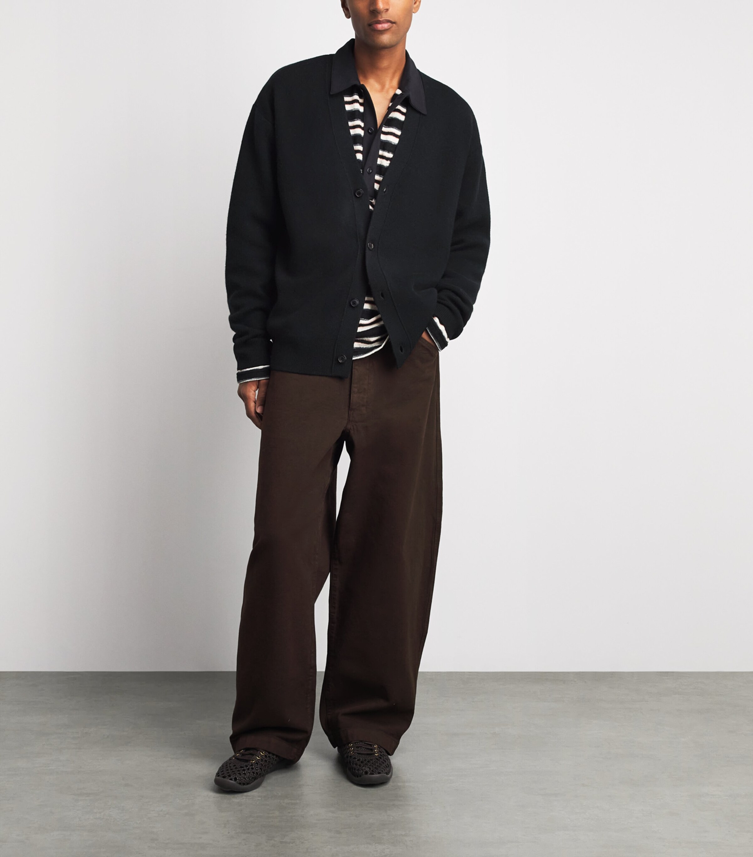 System Mens Wool-Cashmere Cardigan Black Image 2