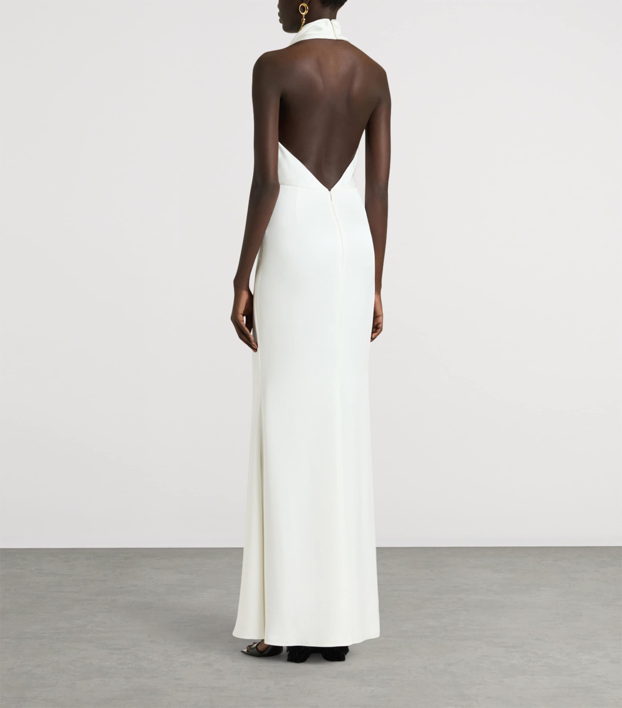 Givenchy Womens Satin Halterneck Maxi Dress Image 4