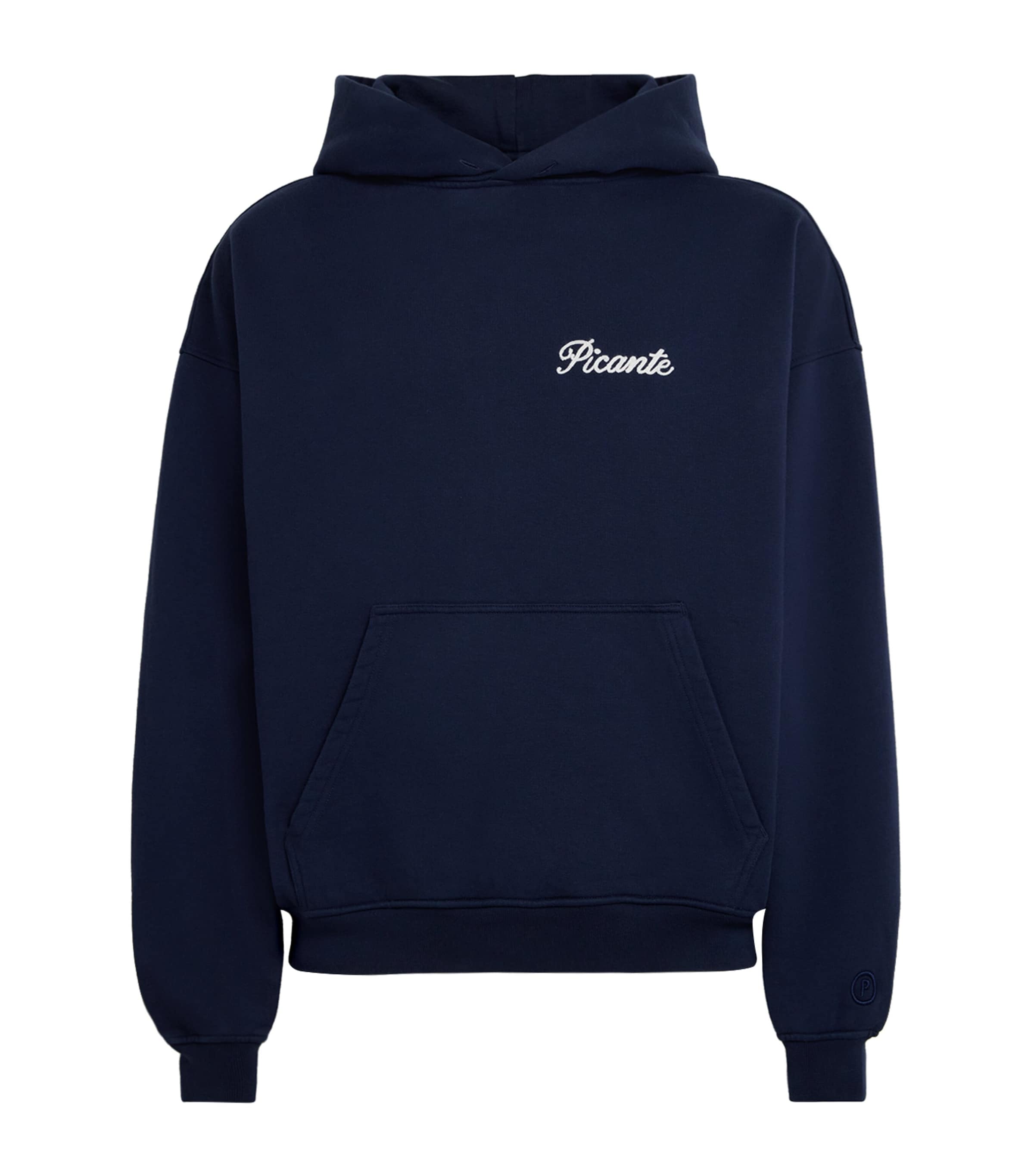 Picante Mens Organic Cotton Tailor Logo Hoodie Navy Image 1