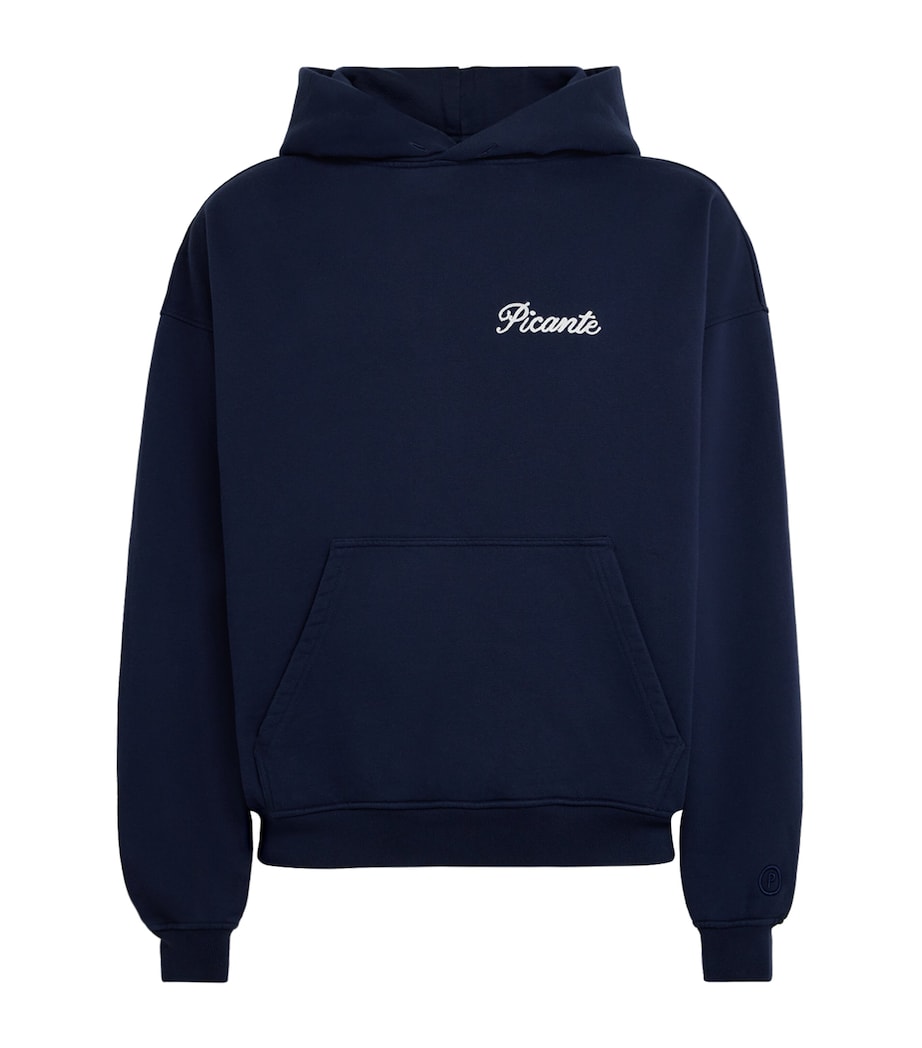 Picante Mens Organic Cotton Tailor Logo Hoodie Navy Image 1