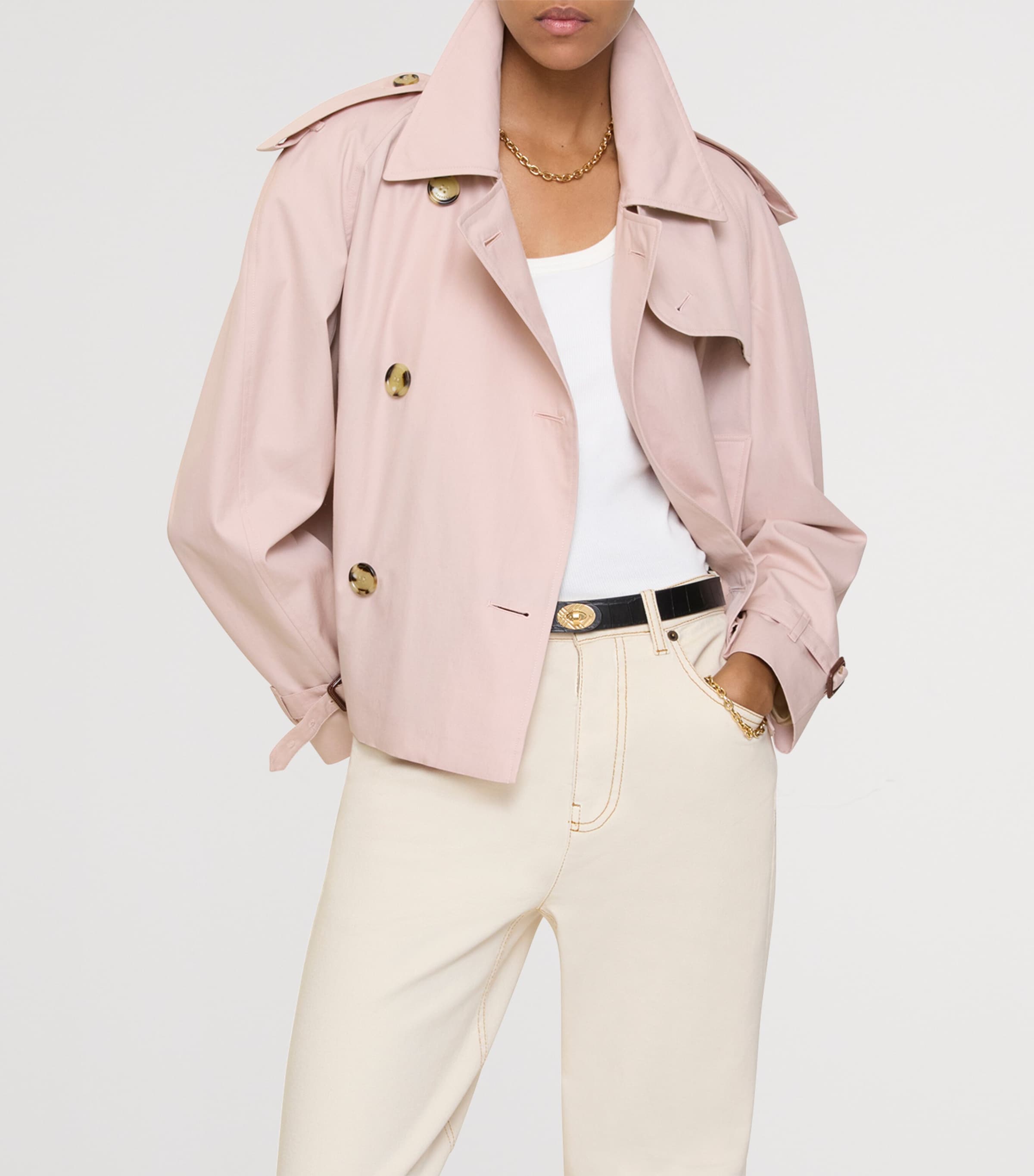 Tropical Gabardine Trench Jacket PALE SUGAR PINK Image 2