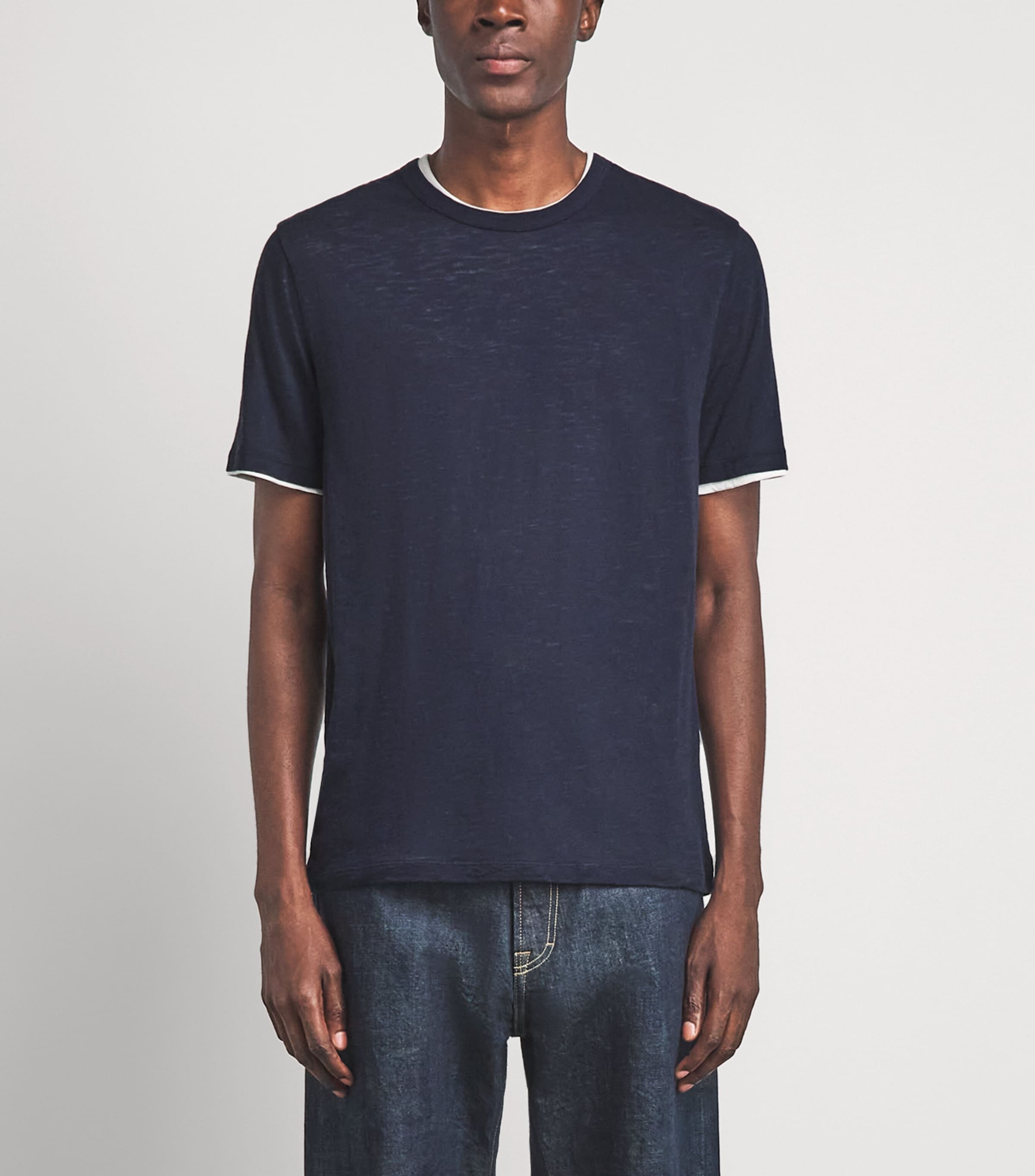Vince Mens Pima Cotton Slub Double-Layer T-Shirt Coastal/smock White Image 4