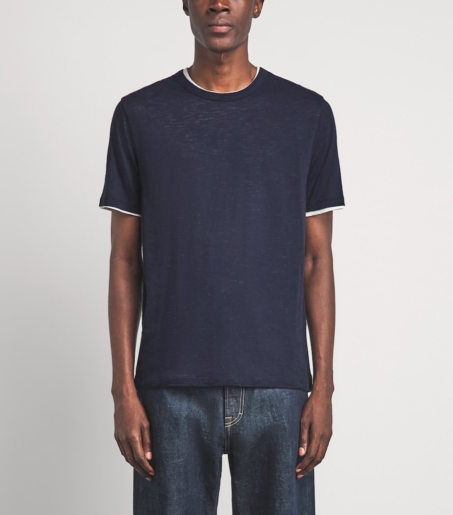 Vince Mens Pima Cotton Slub Double-Layer T-Shirt Coastal/smock White Image 4