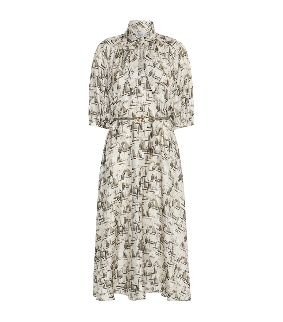 Max Mara Womens Silk Sailboat Midi Dress Stone Image 1