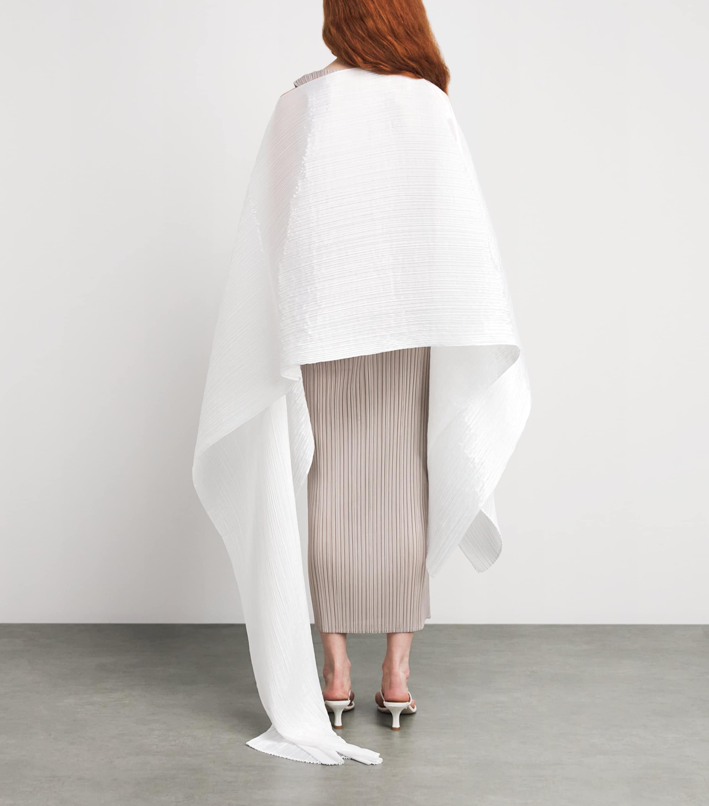 Pleats Please Issey Miyake White Basic Madame-T Stole | Harrods UK