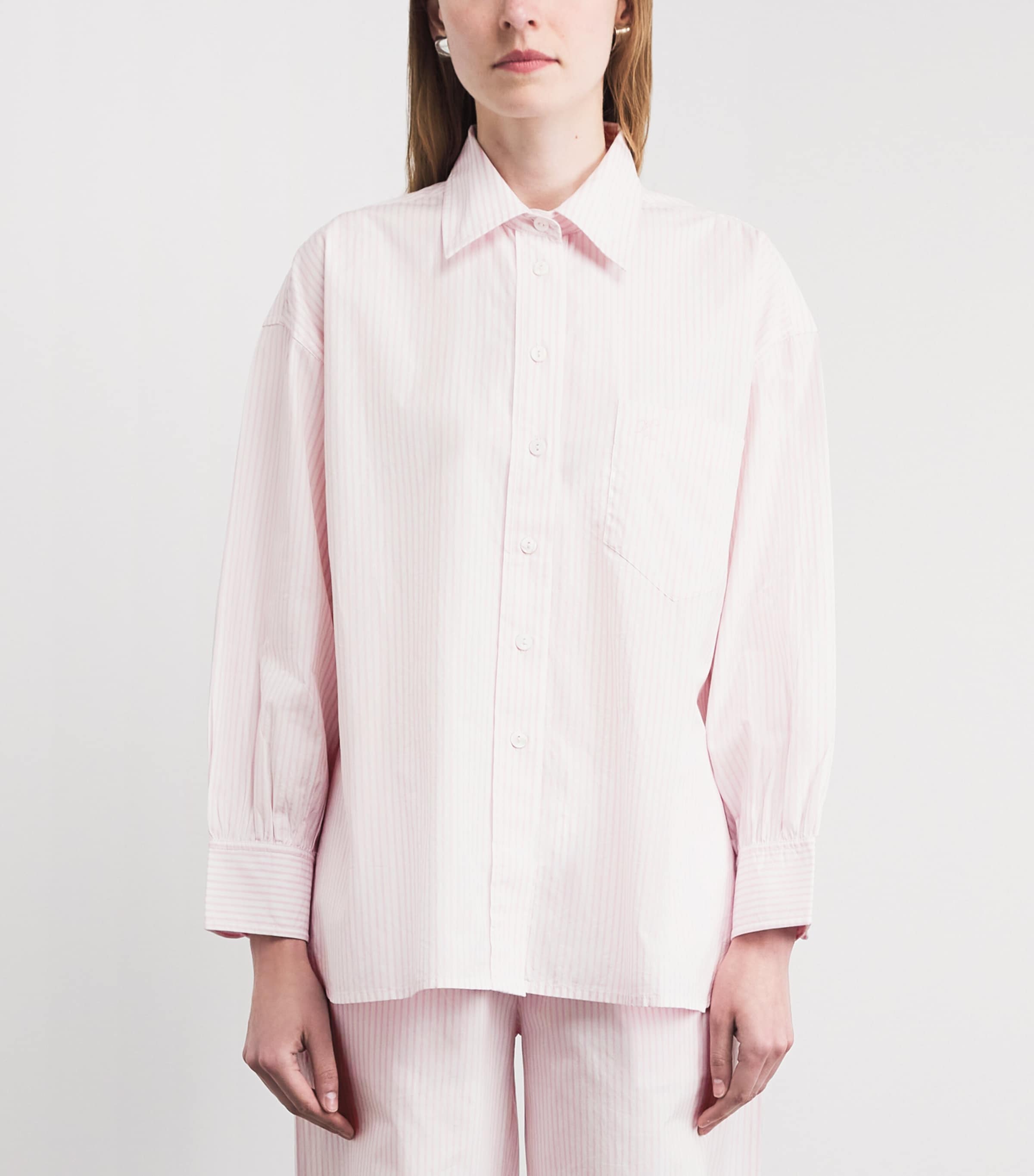 Suzie Kondi Womens Cotton Poplin Stripe Kappa Shirt Blush Stripe Image 4