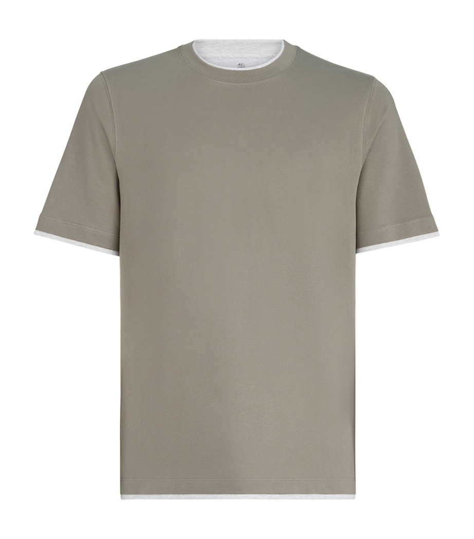 Brunello Cucinelli Mens Cotton Faux-Layered T-Shirt Image 1