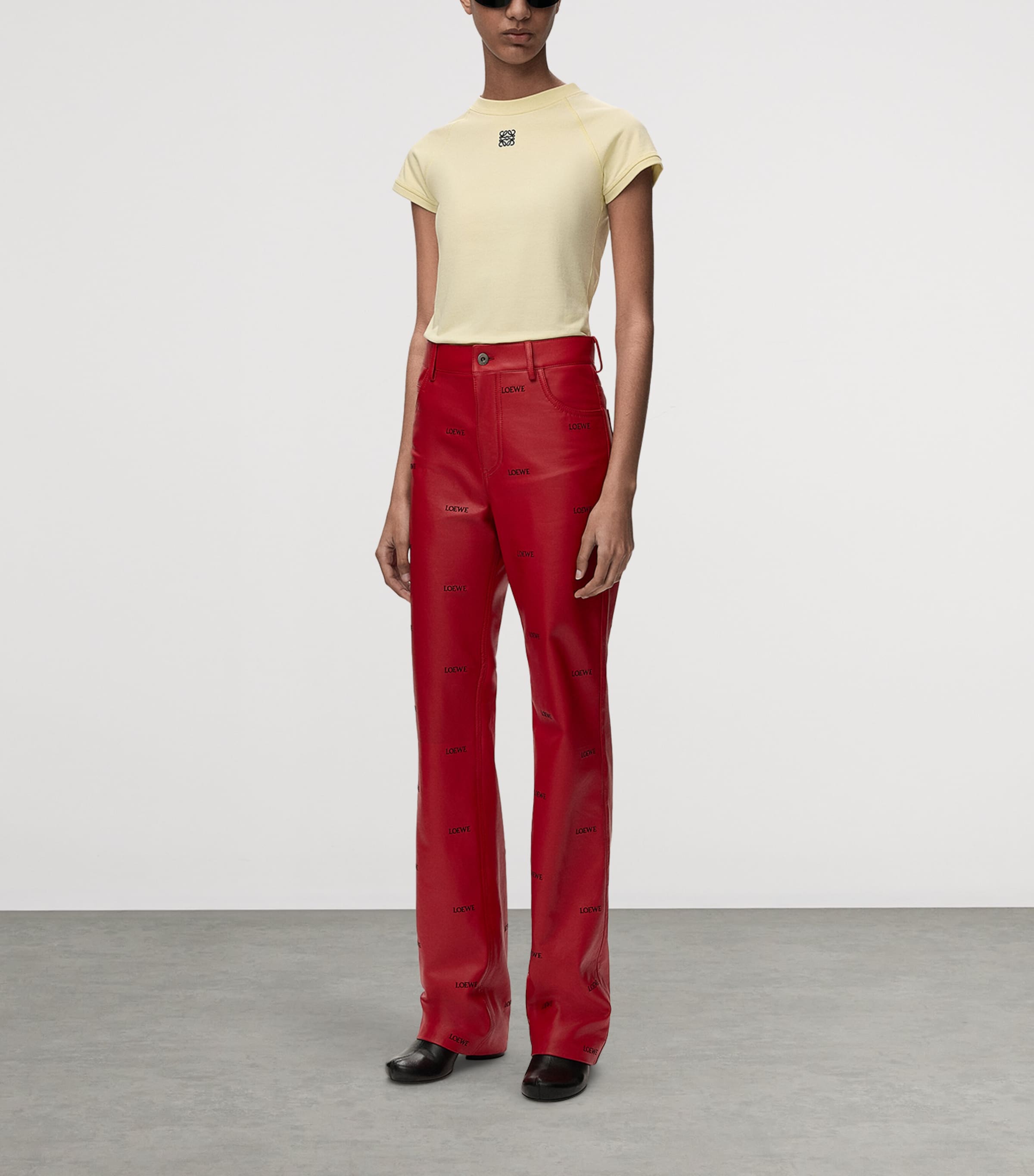 LOEWE Womens Cotton-Blend Baby T-Shirt Light Yellow Image 2