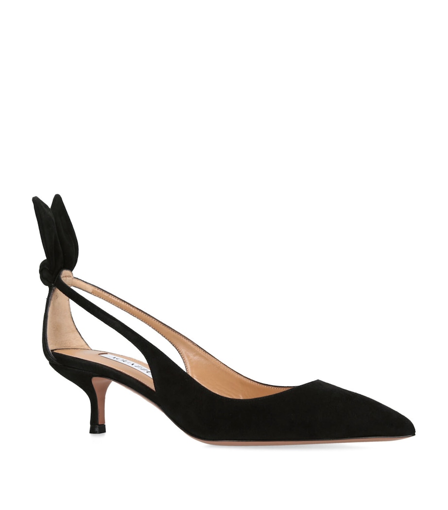 Suede Bow Tie Pumps 50 BLACK Image 6