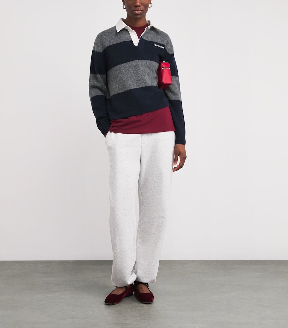 Cashmere-Wool Rugby Polo Sweater 4016 HTH GR/DRKNV/EC Image 2