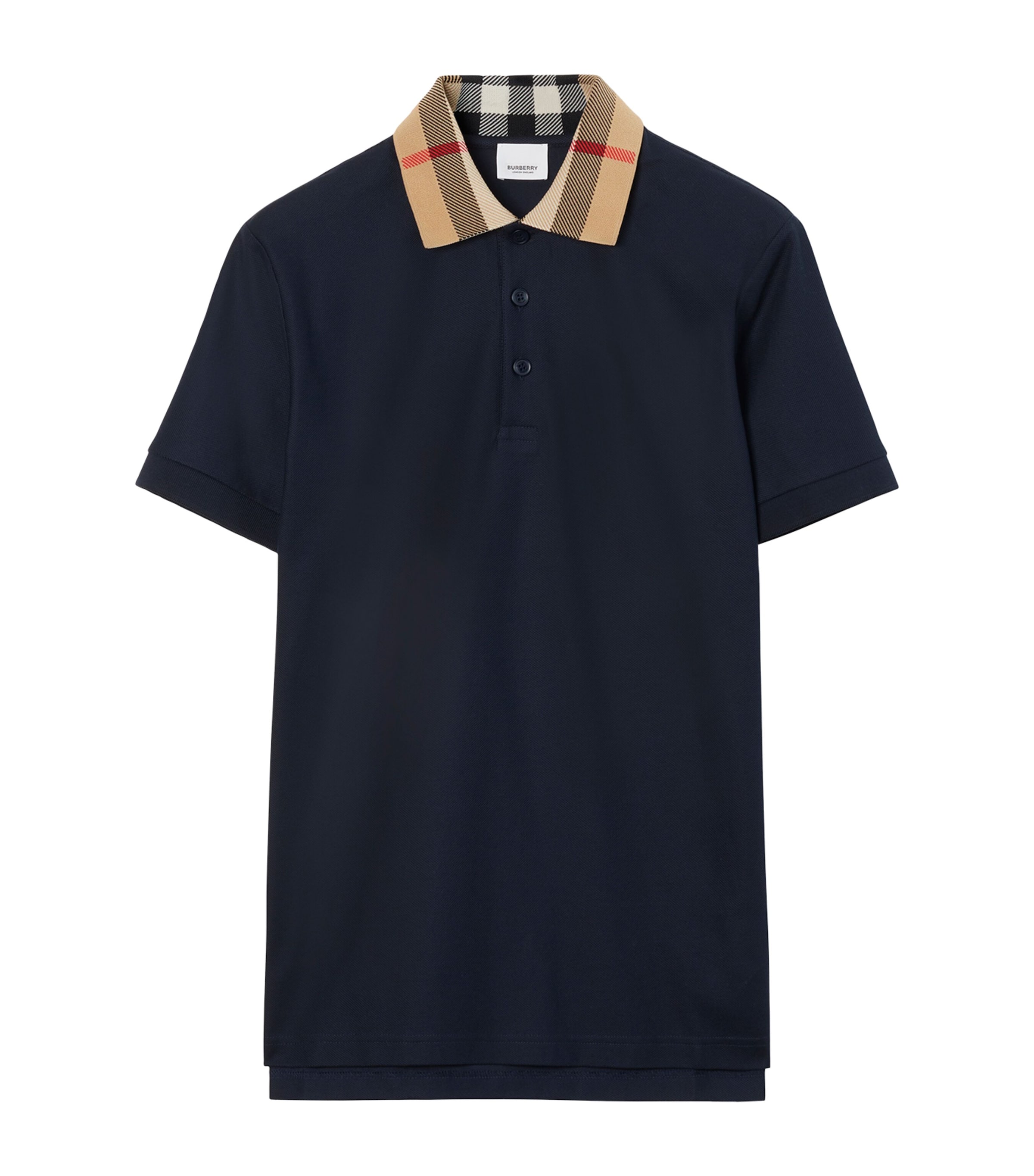 Cotton Check-Collar Polo Shirt SMOKED NAVY Image 1