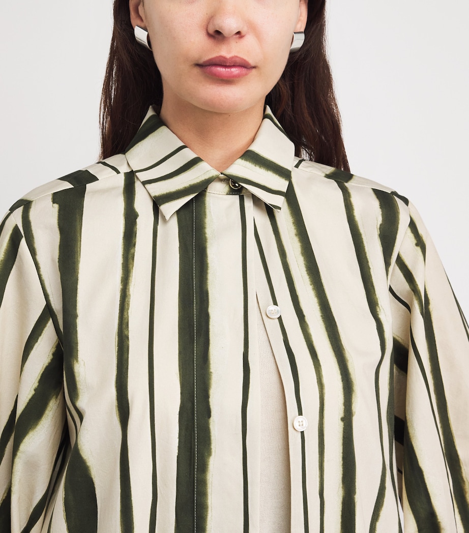 MM Womens Cotton Stripe Midi Shirt Dress Moss Green Image 3