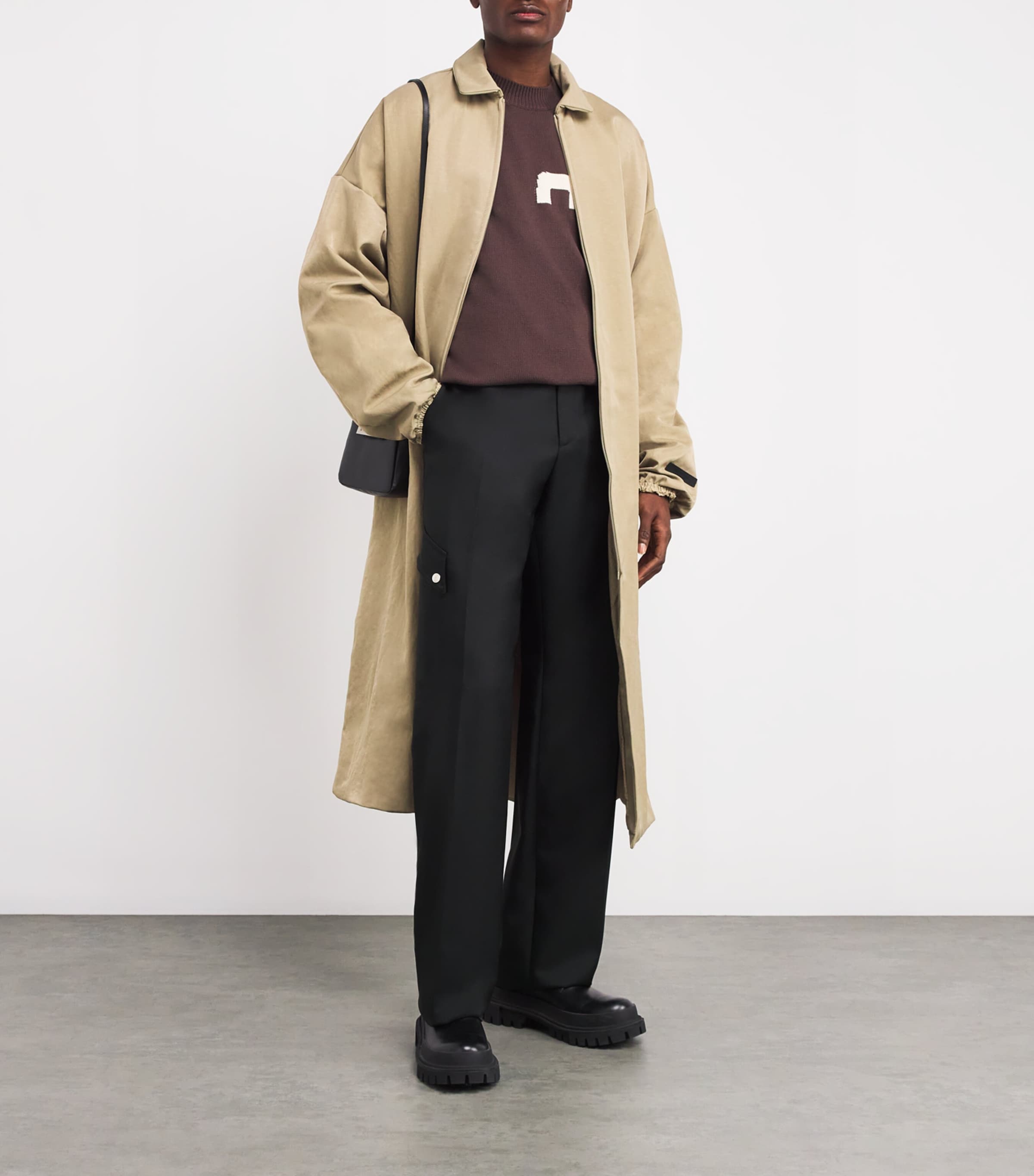 Cotton Irregular Drill Cargo Jeans BLACK Image 2