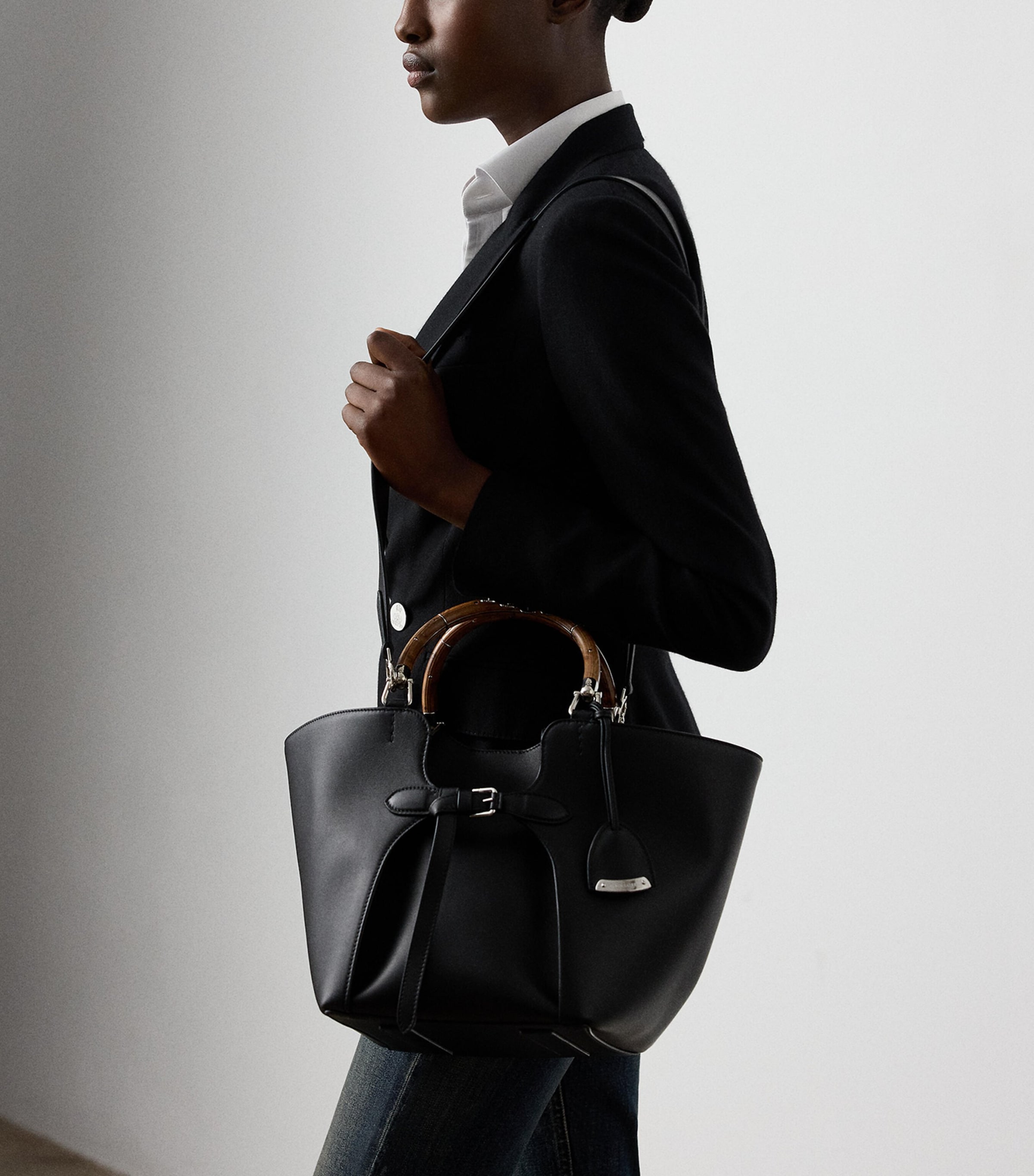 バッグ Lauren Ralph Lauren Black Leather Tote Lauren Ralph Lauren Crosshatch Leather Large Sophisticated
