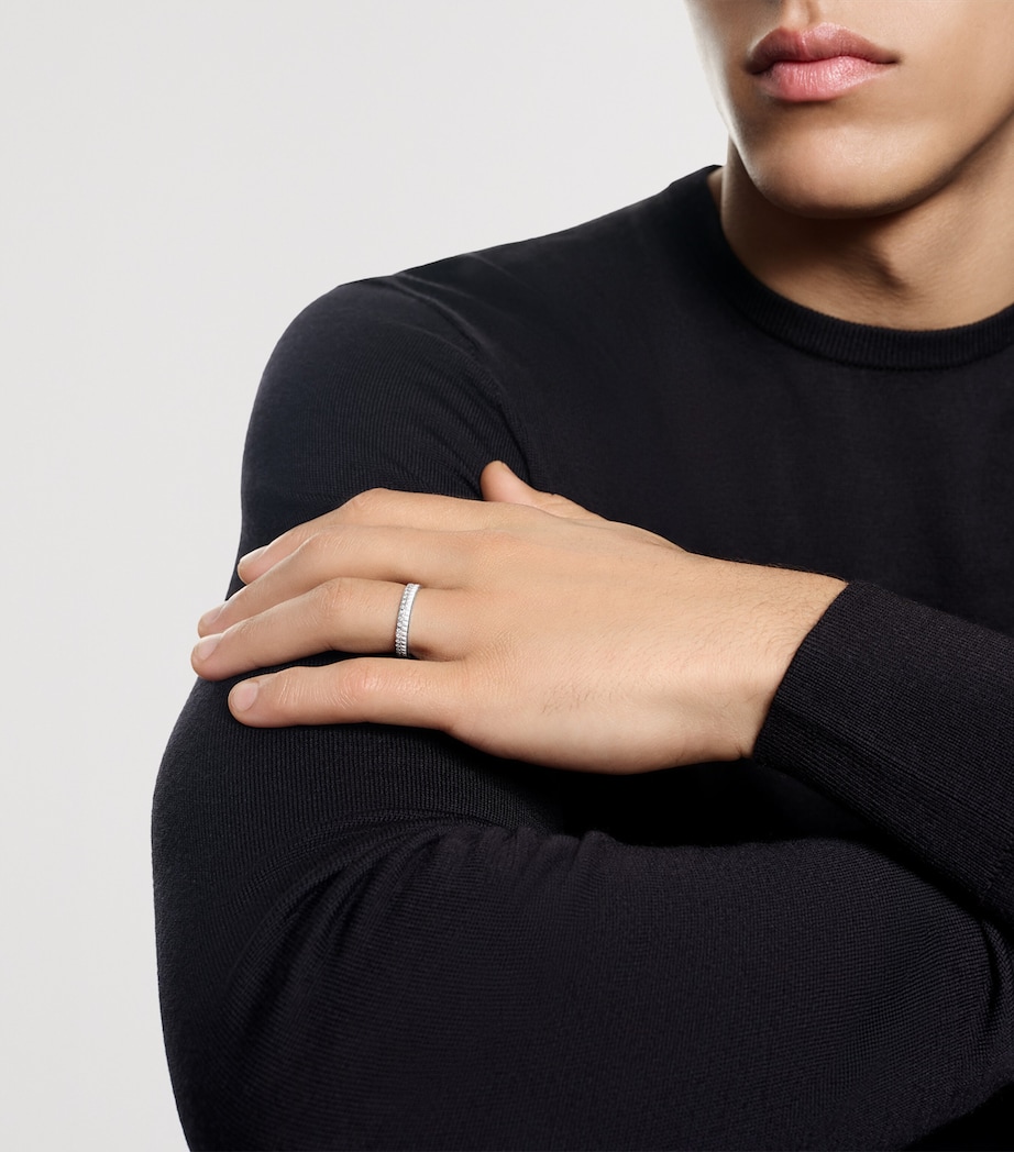 White Gold and Diamond Quatre Double White Edition Wedding Band WHITE GOLD Image 2