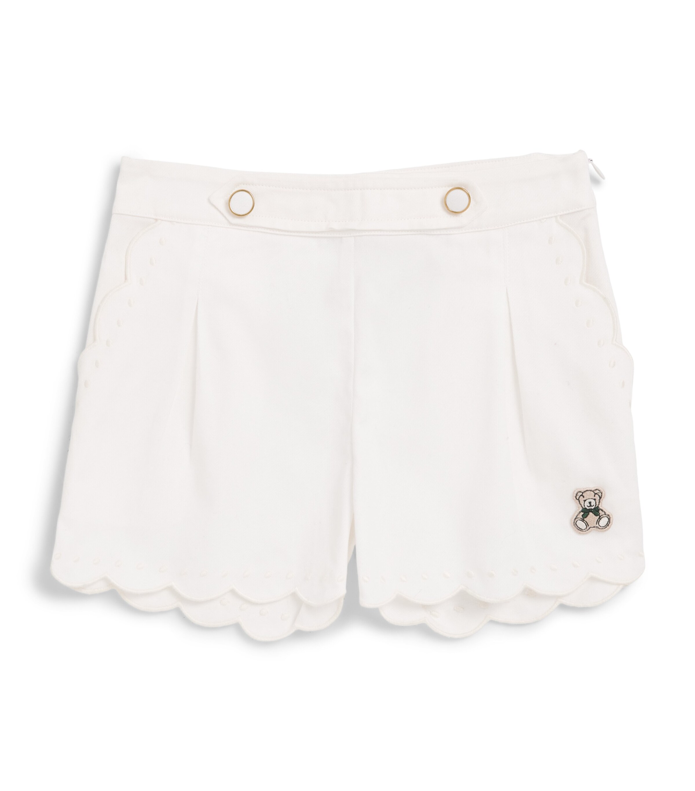 Harrods Cotton Pleated Shorts (2-8 Years) White Image 1