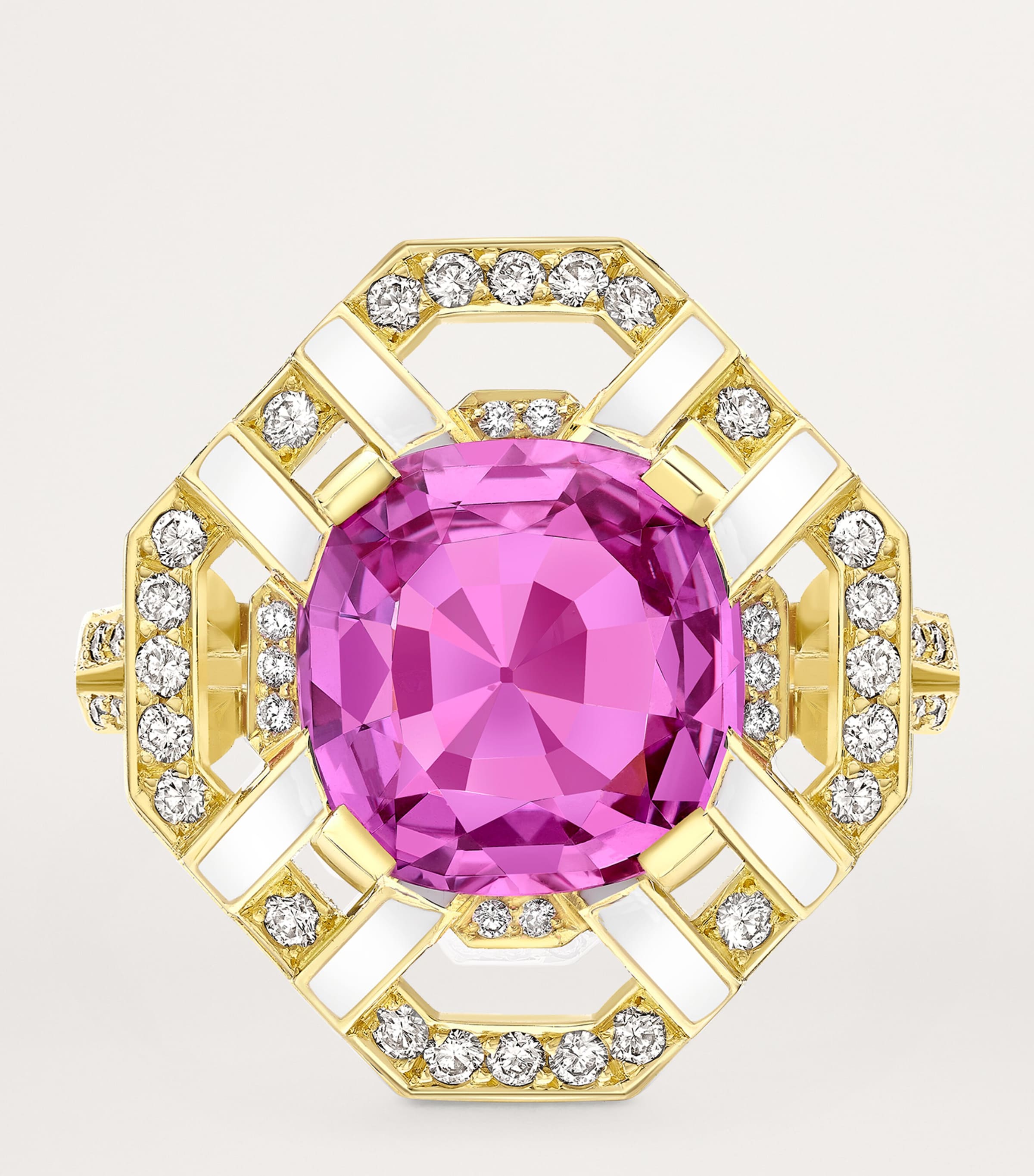 Yellow Gold, Diamond and Pink Sapphire Fifth Avenue Ring YELLOW GOLD Image 3