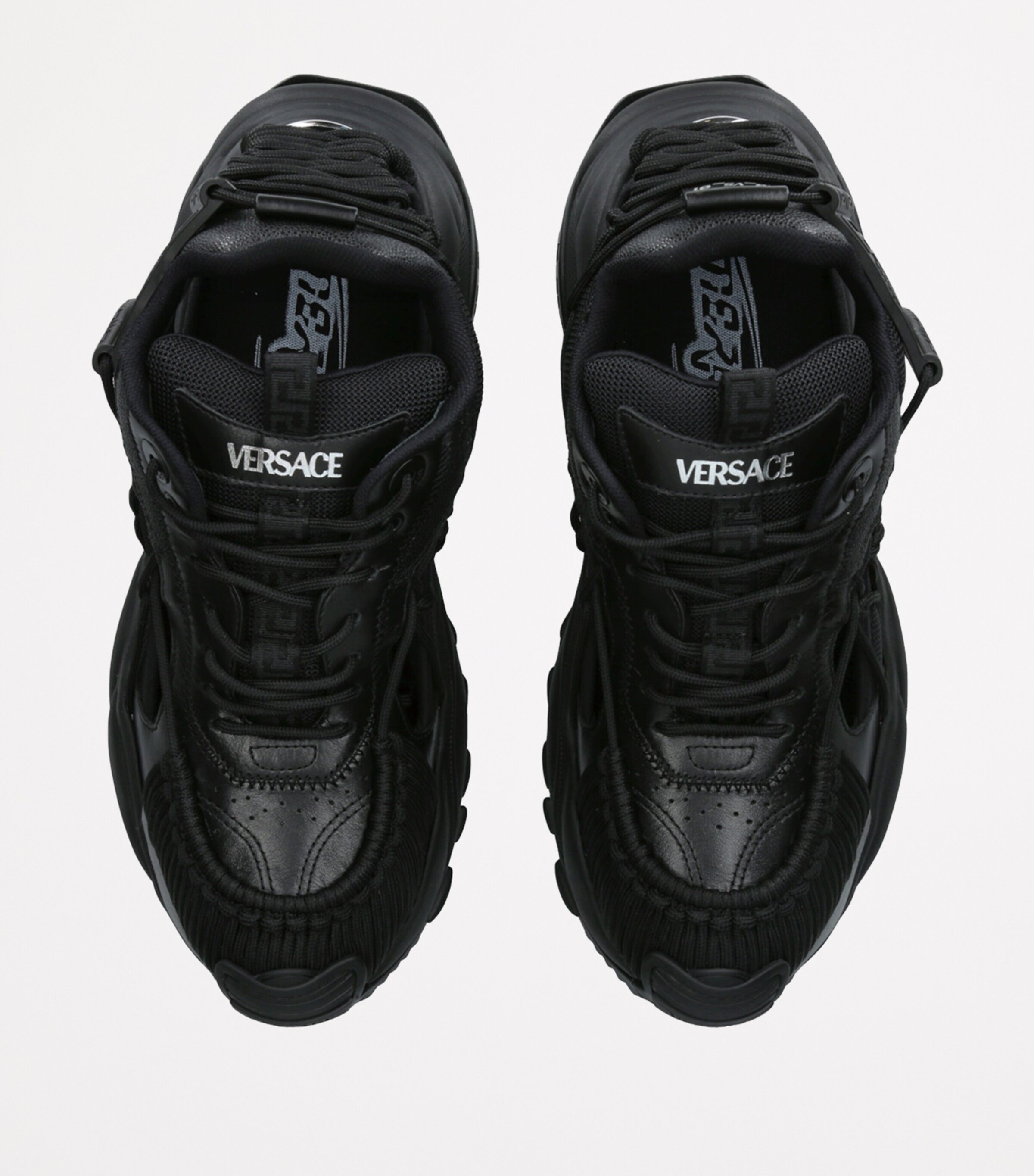 Versace Leather Cut-Out Sneakers Black Image 4