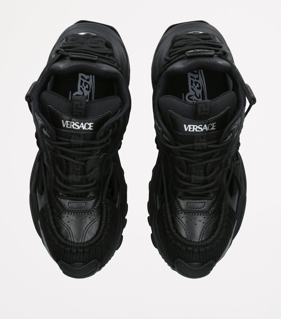Versace Leather Cut-Out Sneakers Black Image 4