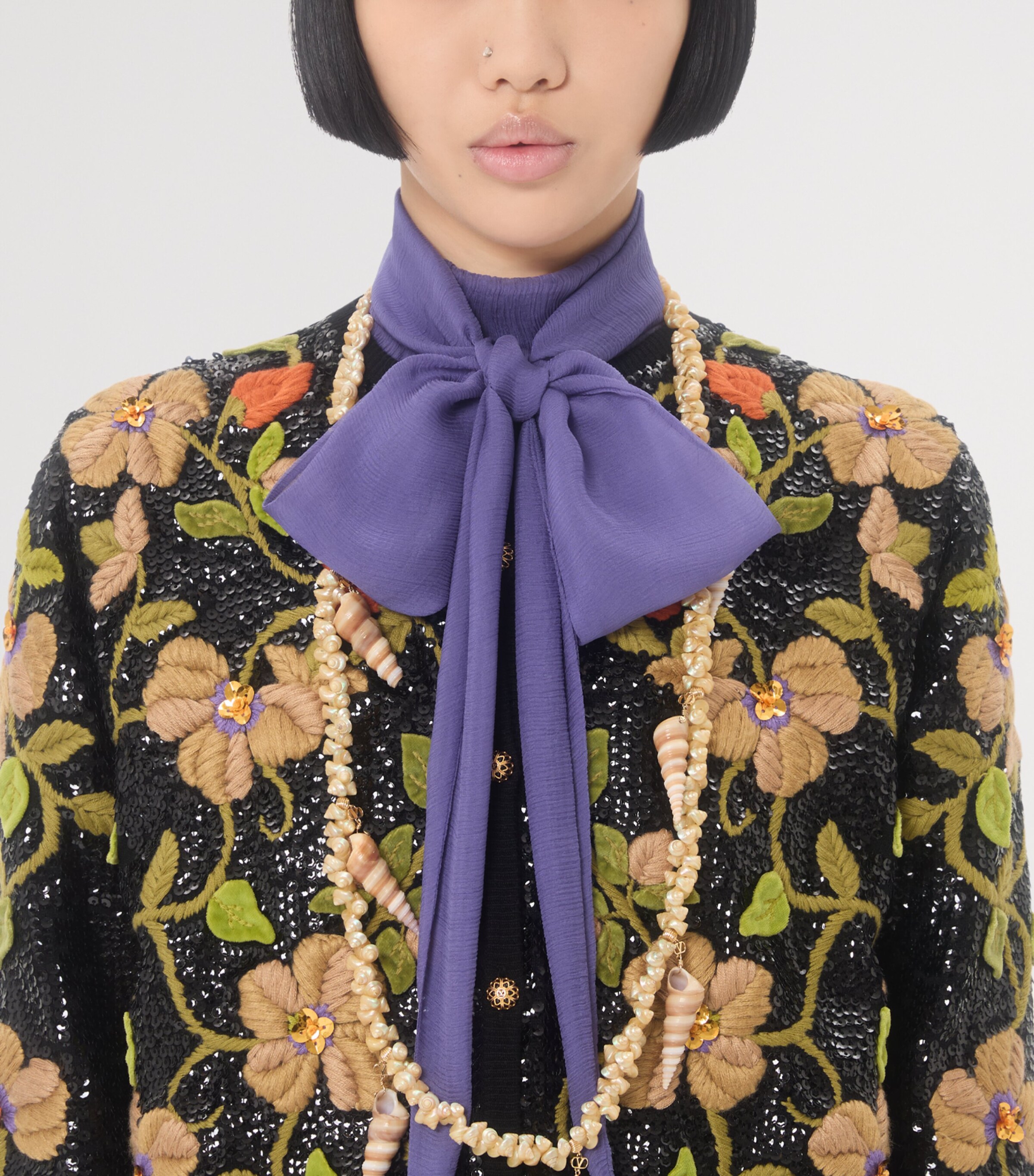 Silk Tie-Neck Shirt AE8 Image 7