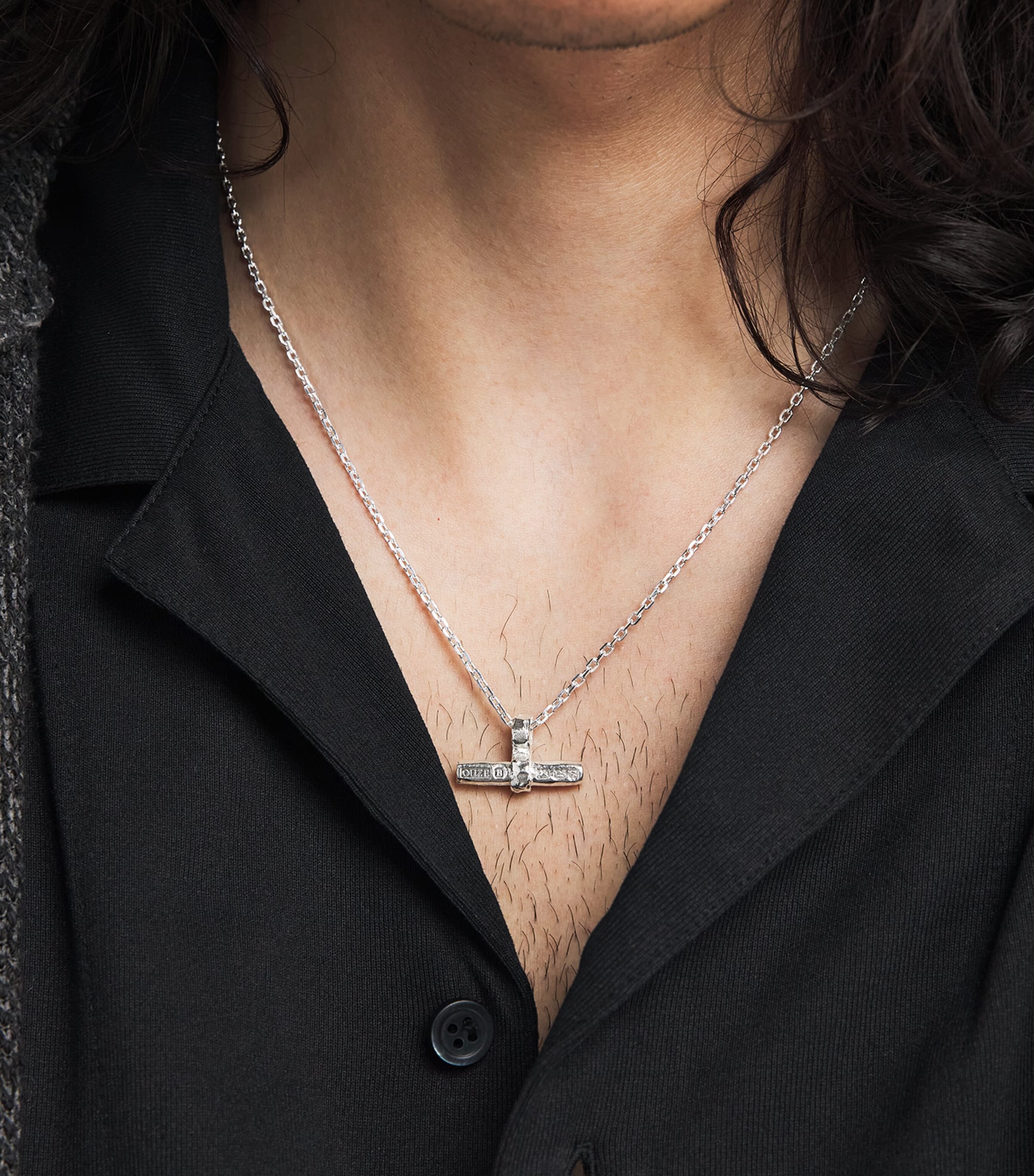 THE OUZE Sterling Silver T-Bar Necklace Silver Image 2