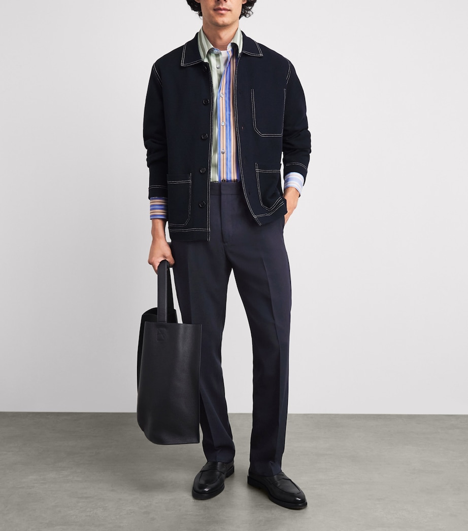 Paul Smith Mens Wool Hopsack Trousers Dark Navy Image 2