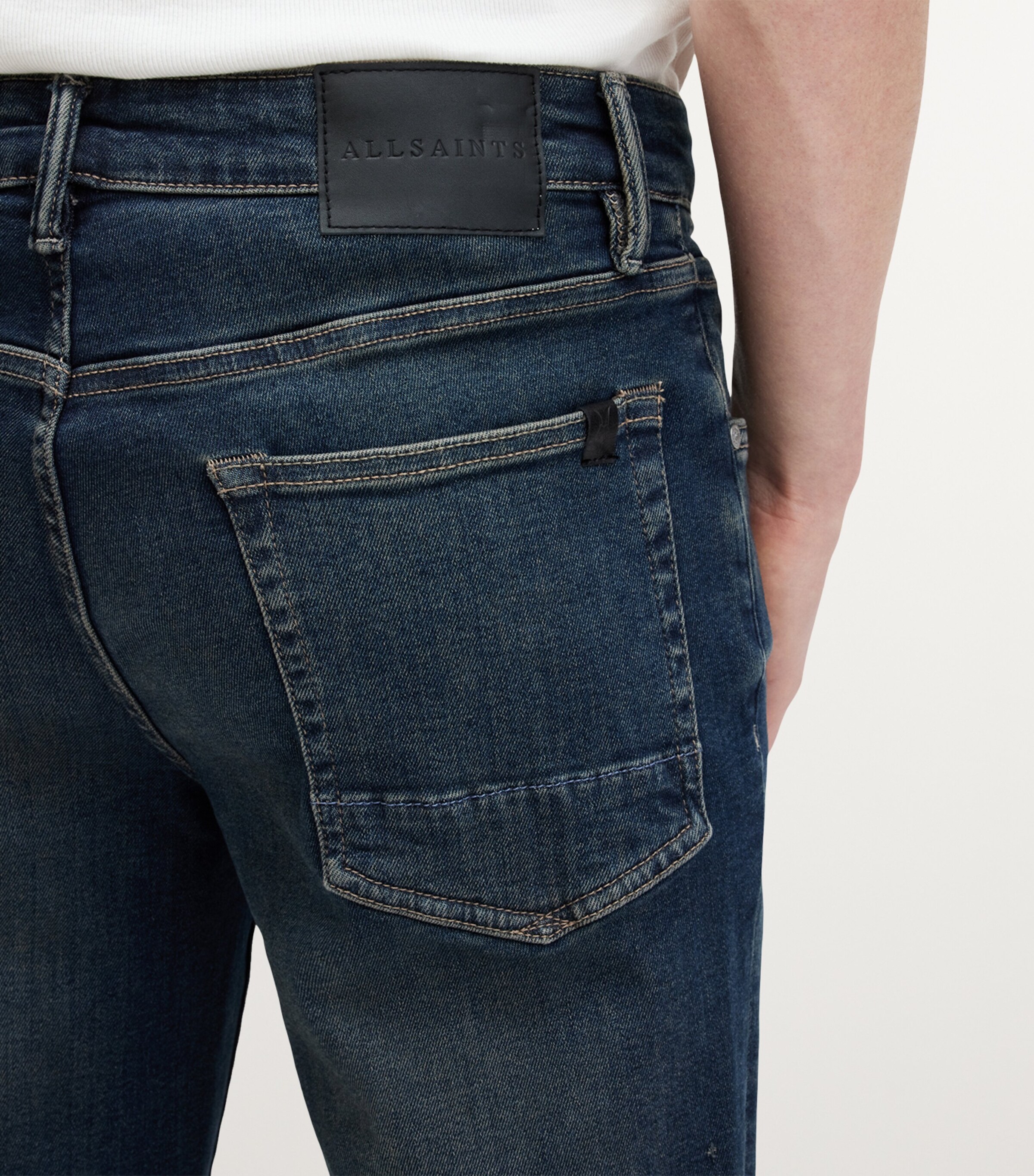 AllSaints Mens Sid Slim Jeans Indigo Blue Image 7